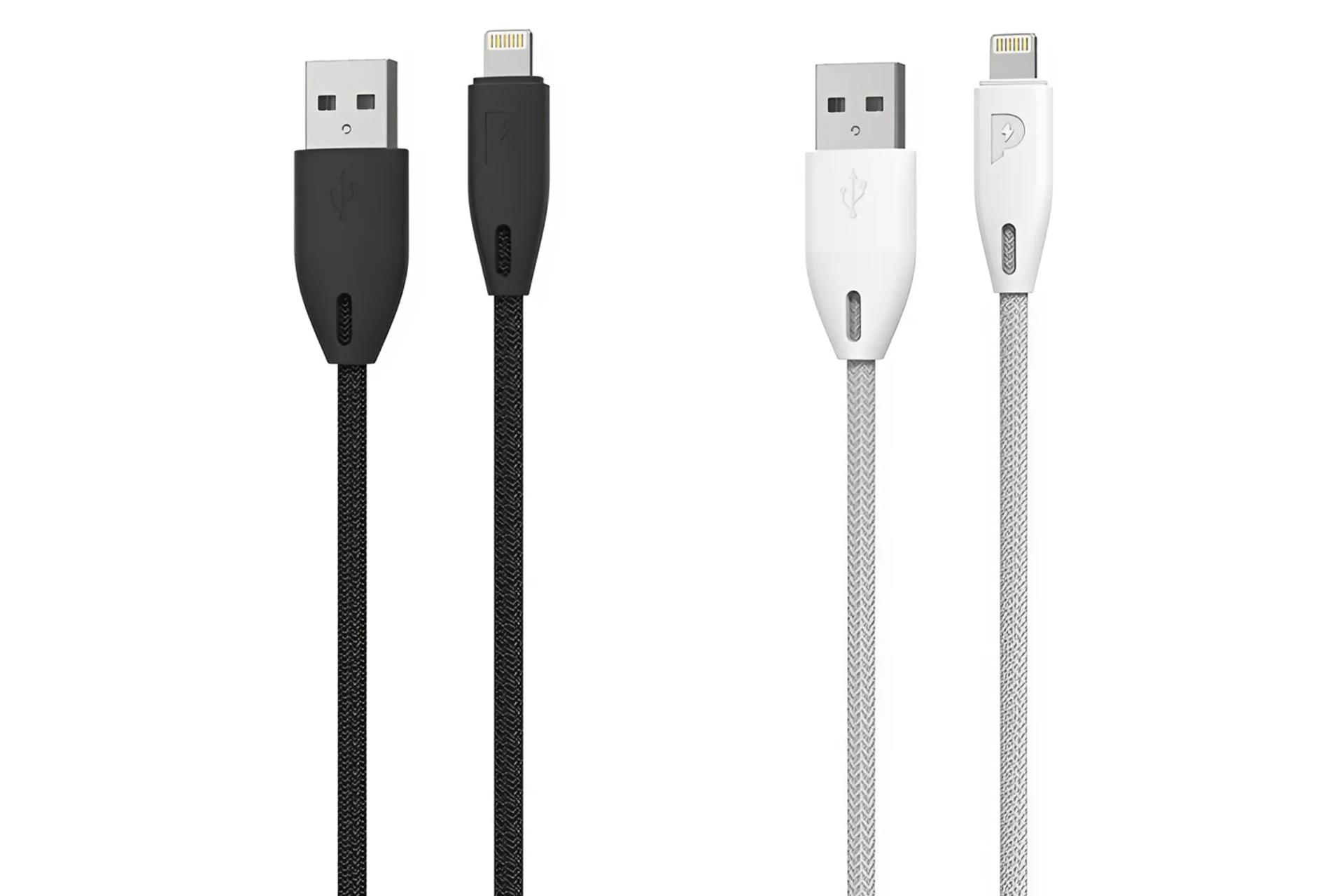 رنگ بندی کابل شارژ USB پاورولوجی Type-A به Lightning مدل PCAB003 با طول 1.2 متر