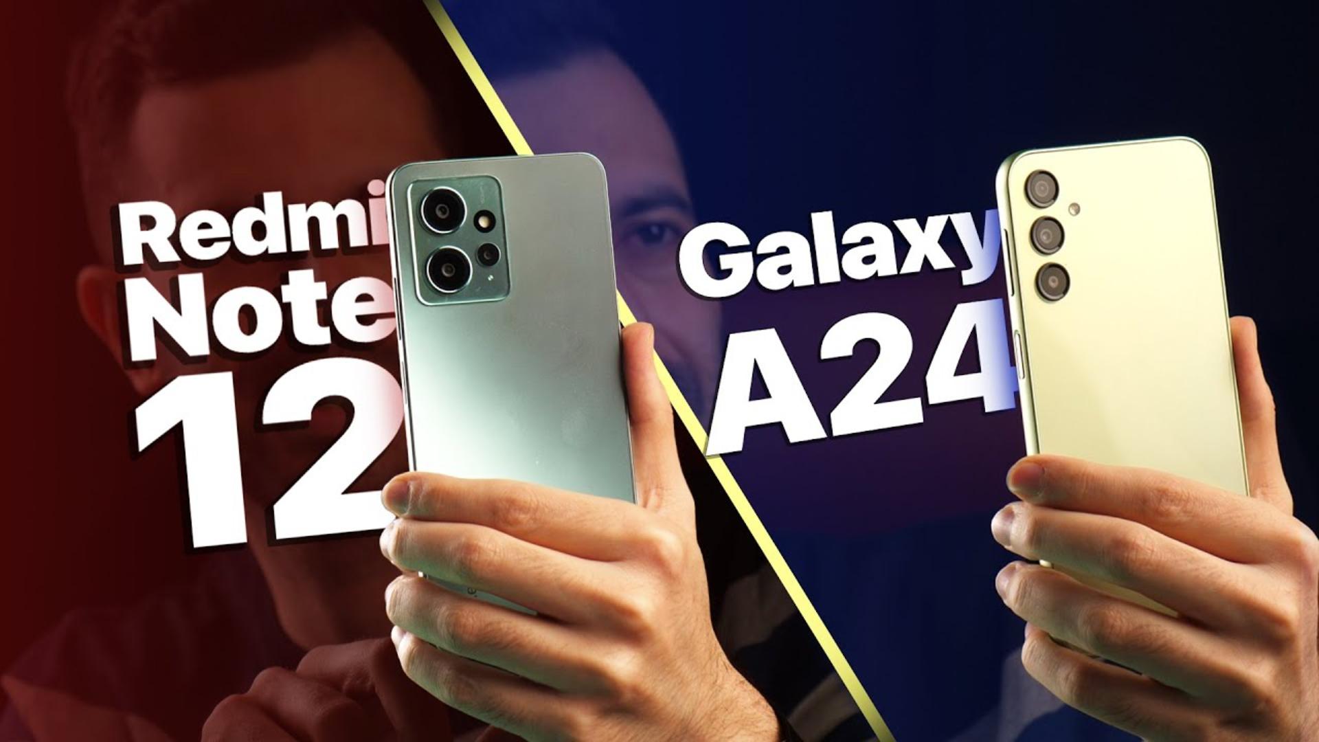 کاور ویدئو مقایسه گلکسی A24 سامسونگ 4G و گوشی ردمی نوت 12 شیائومی 4G / Samsung Galaxy A24 4G vs Xiaomi Redmi Note 12 4G