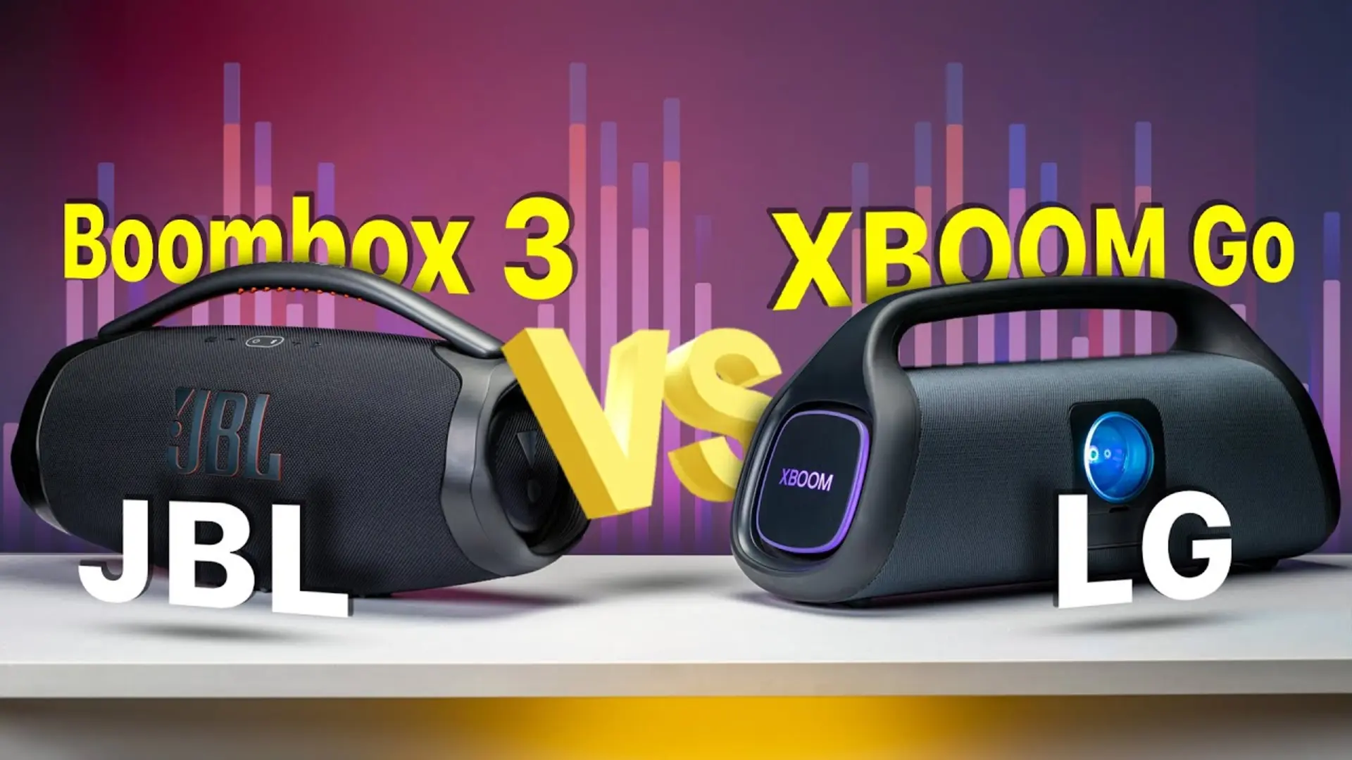 کاور ویدئو مقایسه اسپیکر جی بی ال Boombox 3 و اسپیکر ال جی XBOOM Go XG9