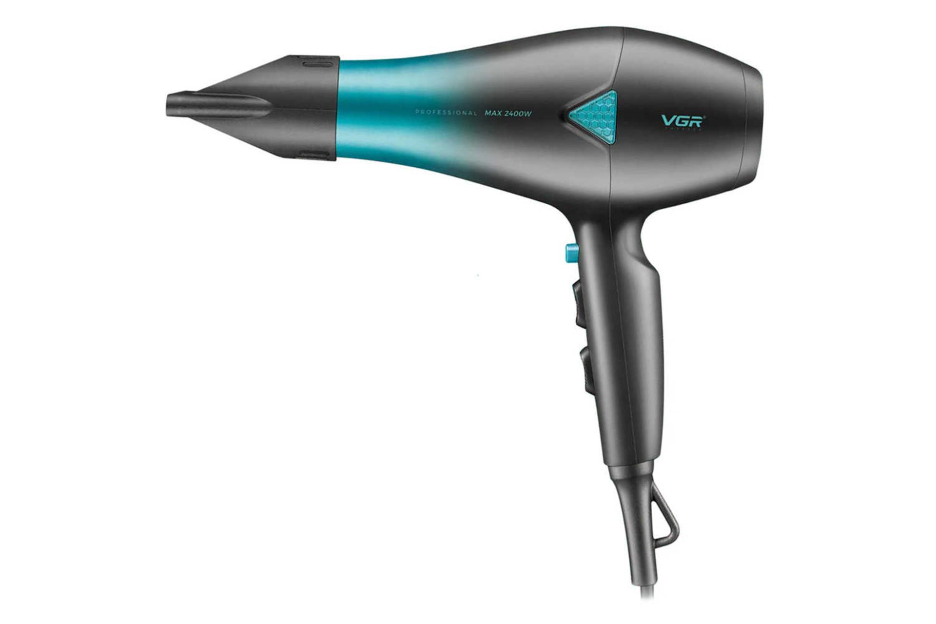 نمای سمت راست سشوار وی جی آر V-455 رنگ آبی