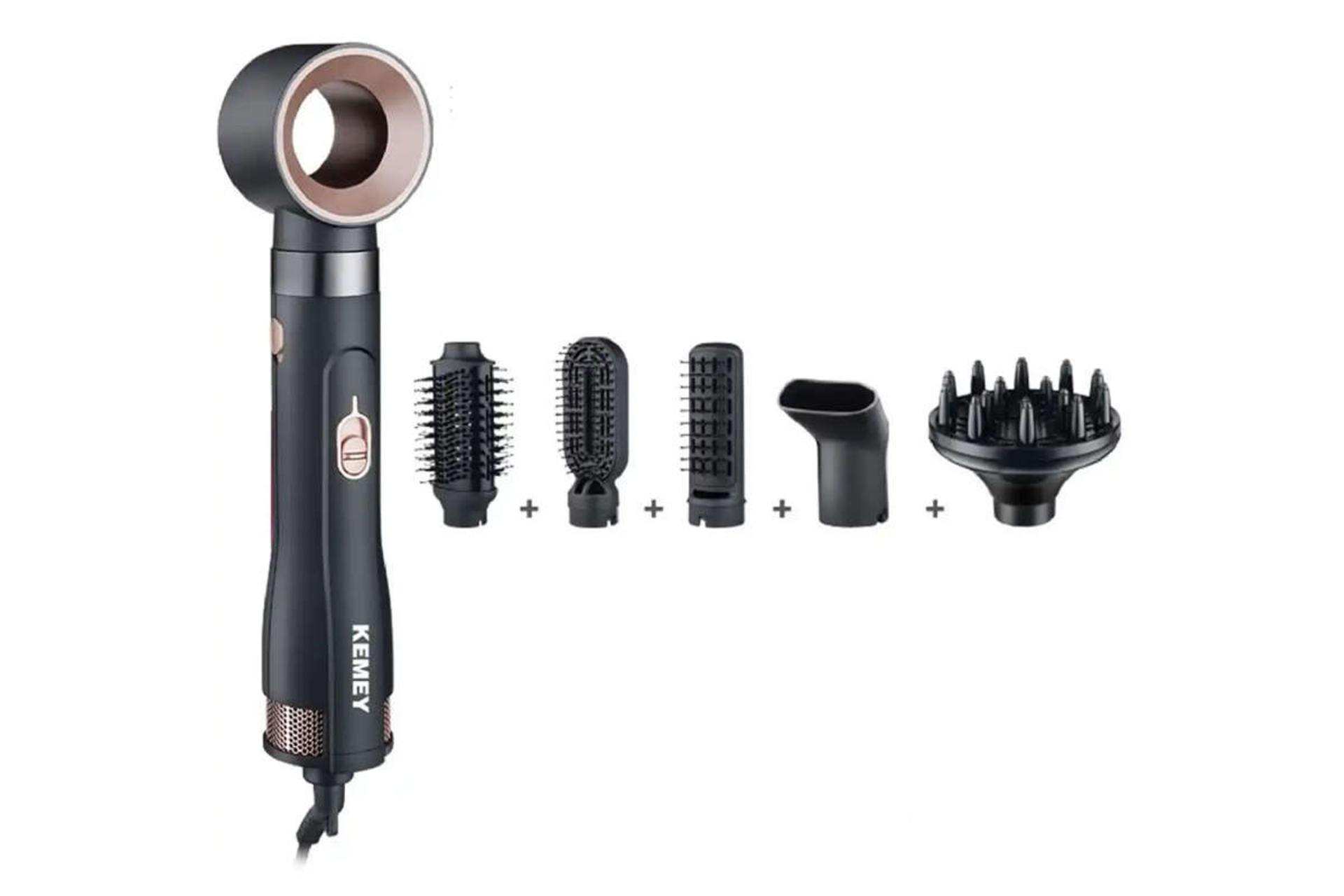 نمای جلوی سشوار کیمی KM-9205 به همراه سری های حالت دهنده