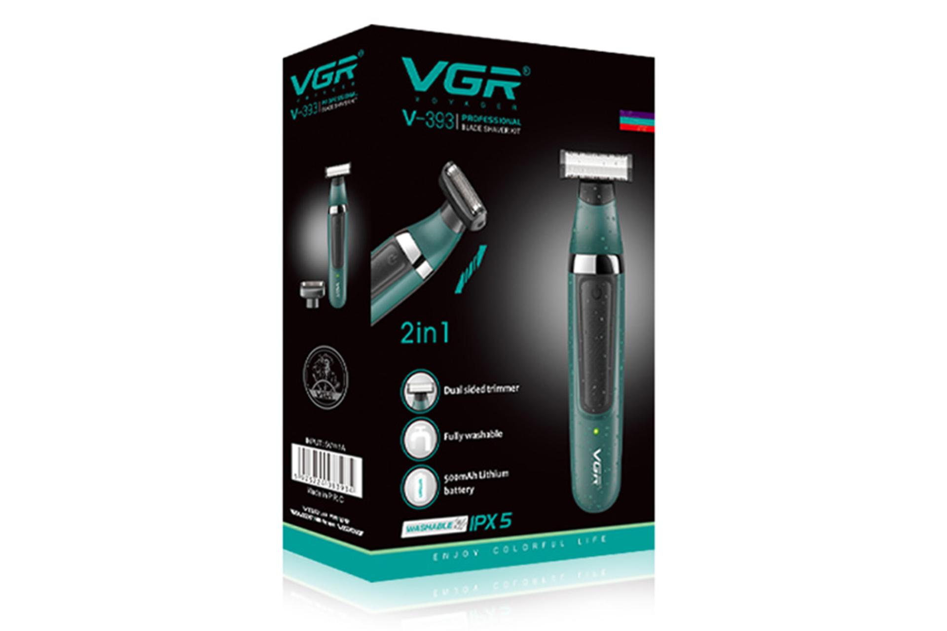 ماشین اصلاح و ریش تراش وی جی آر VGR V-393 جعبه و لوازم همراه