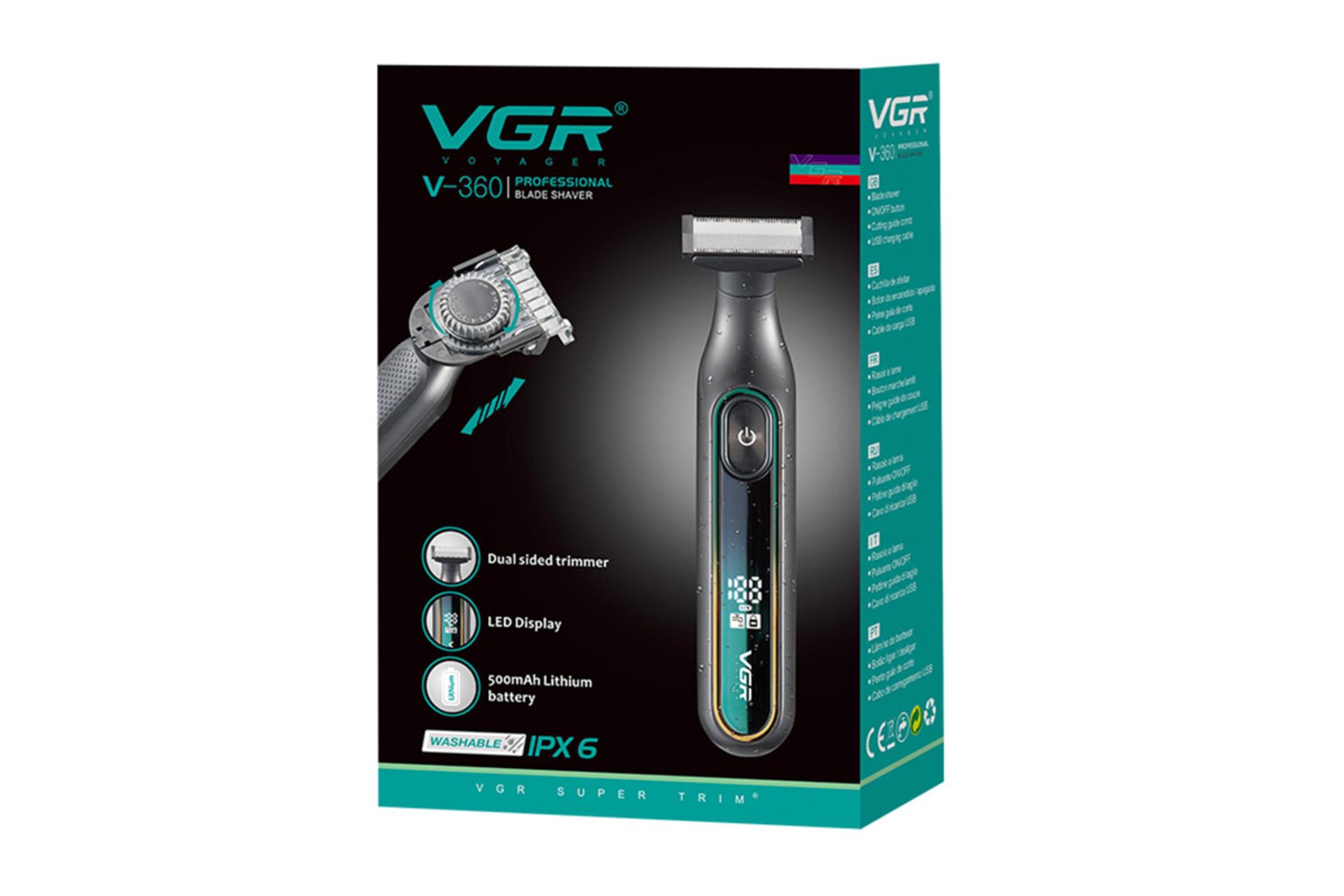 ماشین اصلاح و ریش تراش وی جی آر VGR V-360 جعبه و بسته بندی