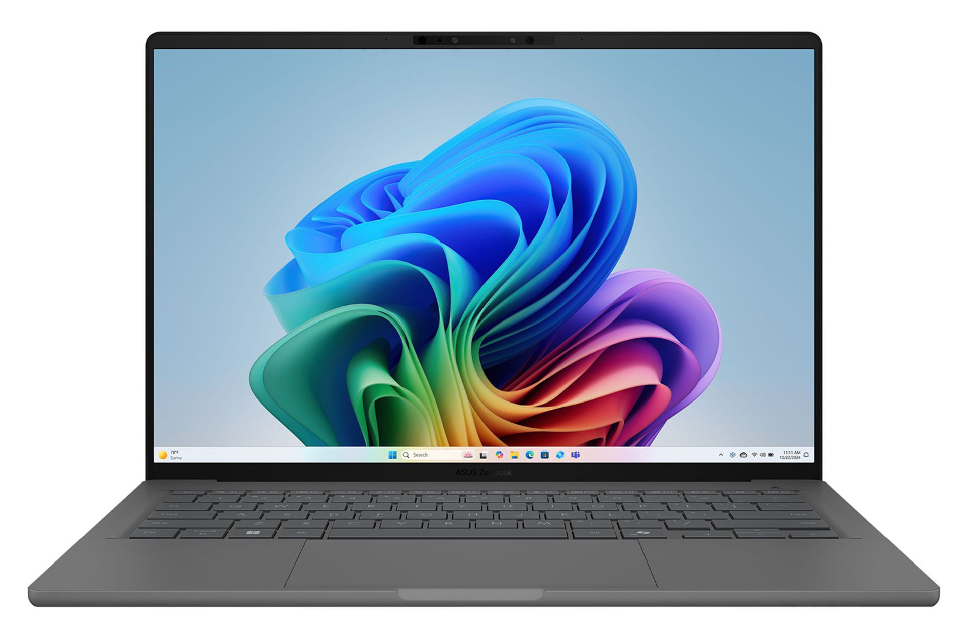 لپ تاپ ایسوس ASUS Zenbook A14 UX3407 رنگ خاکستری نمای جلو