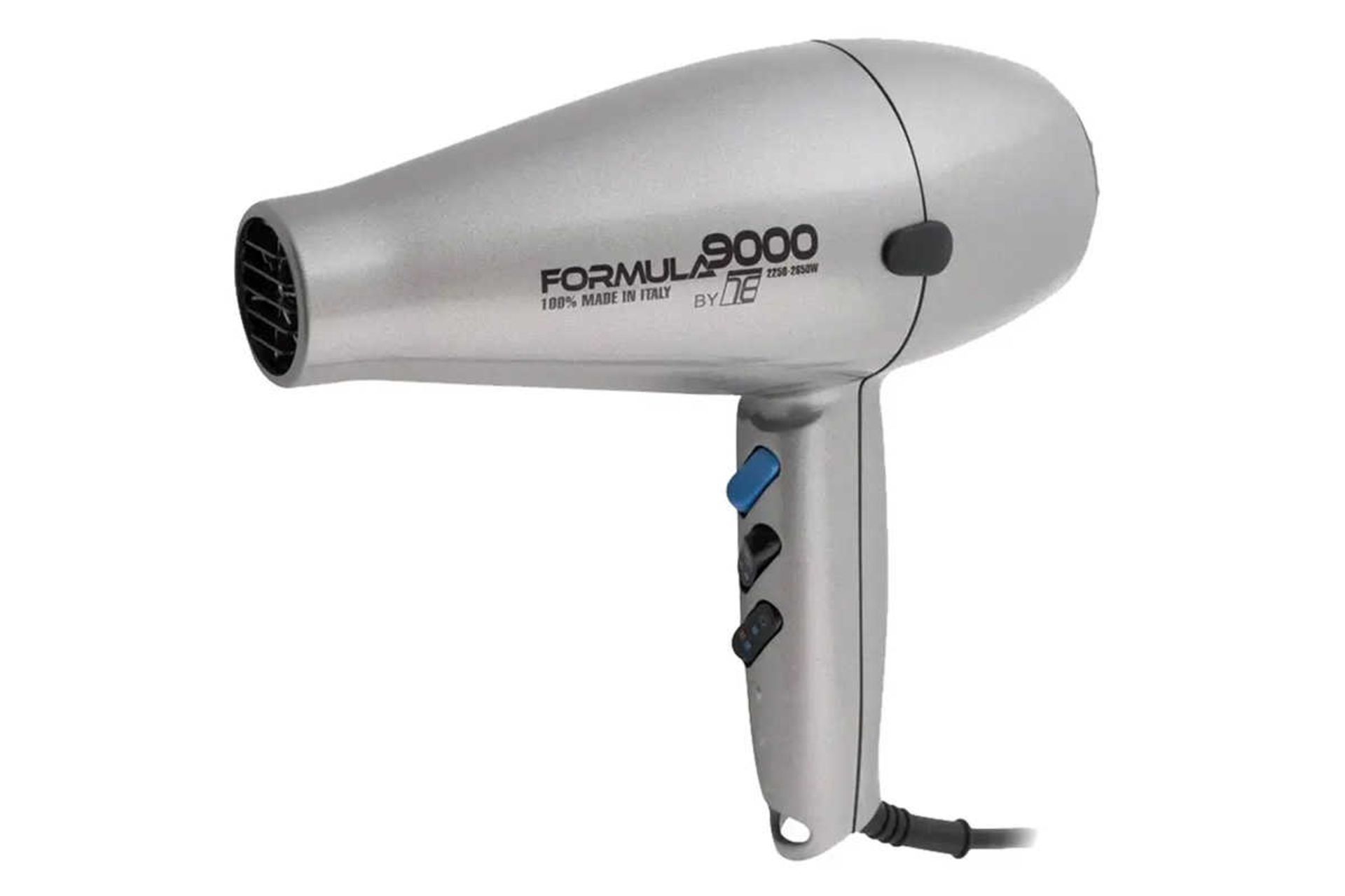 نمای جلوی سشوار تکنو درای Formula 9000 رنگ نقره‌ای