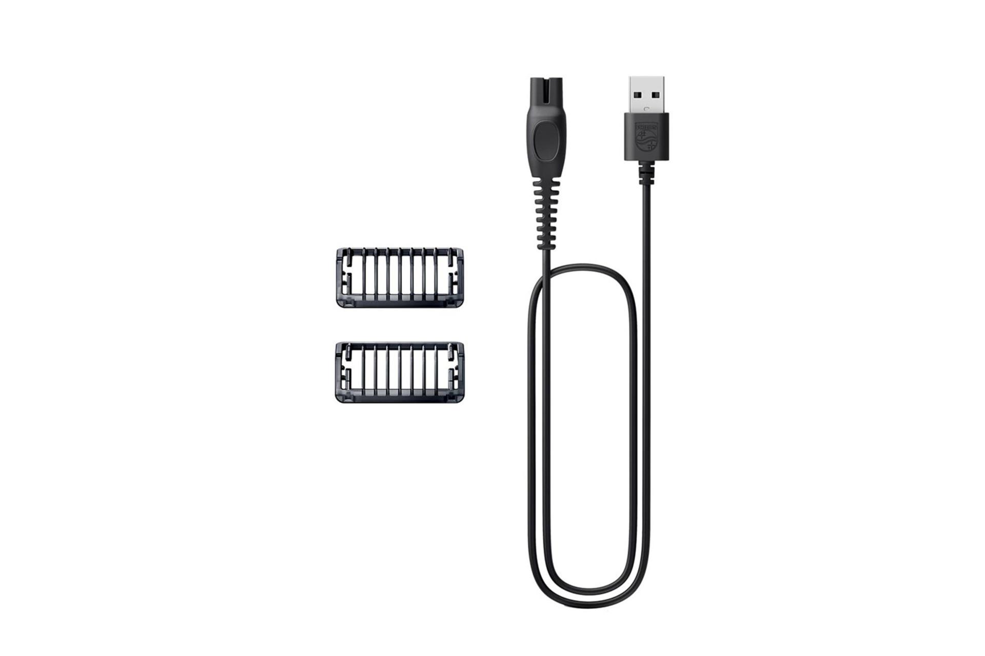 ماشین اصلاح و ریش تراش فیلیپس Philips OneBlade QP1424 شانه ها و کابل شارژ