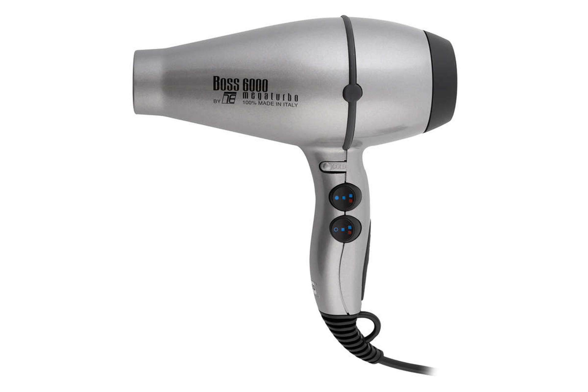 نمای سمت راست سشوار تکنو درای Boss 6000 رنگ نقره‌ای