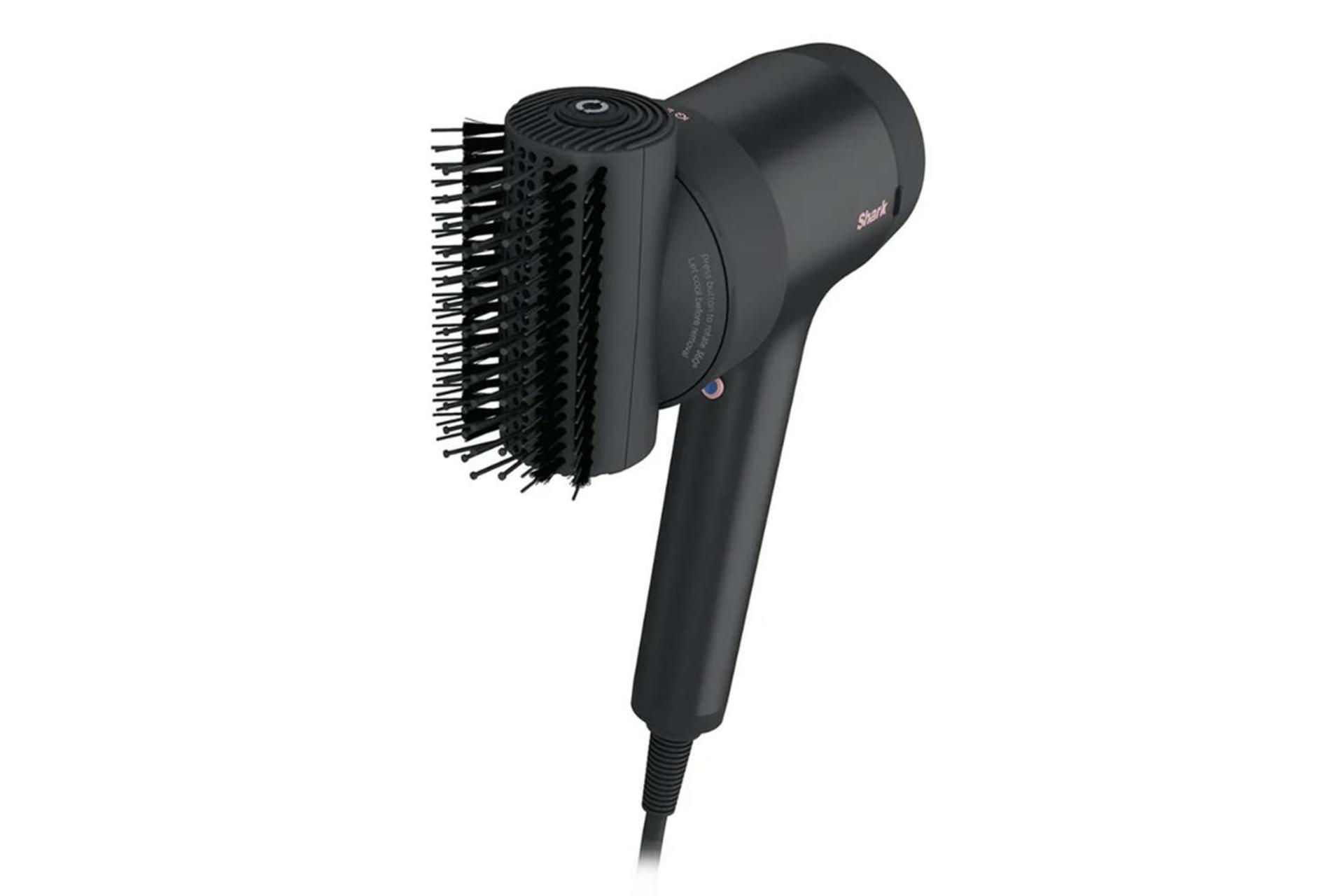 نمای بالای سشوار شارک HD120 به همراه برس حالت‌دهنده رنگ مشکی