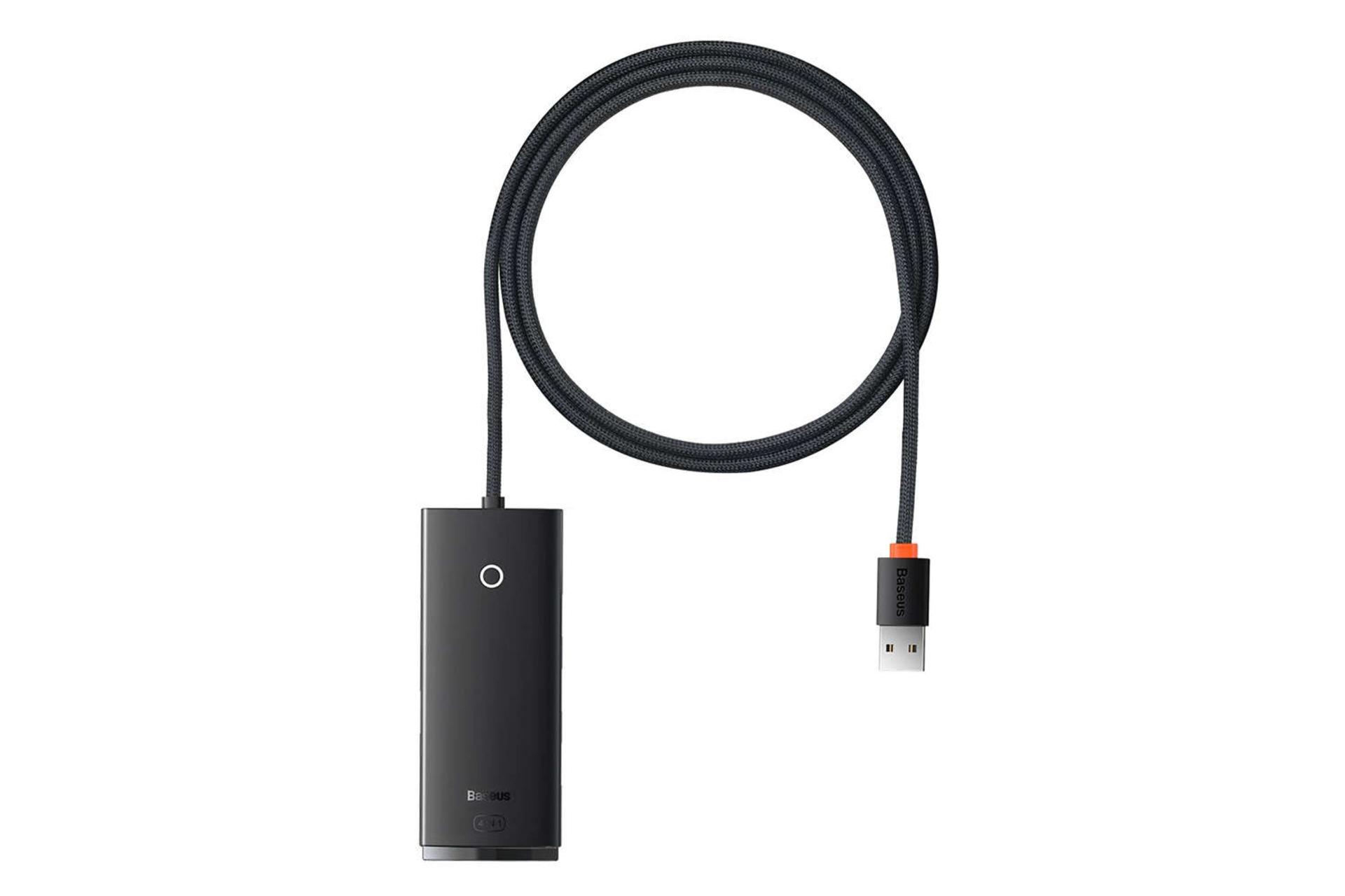 مرجع متخصصين ايران نماي بالاي هاب USB-A باسئوس 4 پورت مدل WKQX030101 رنگ مشكي