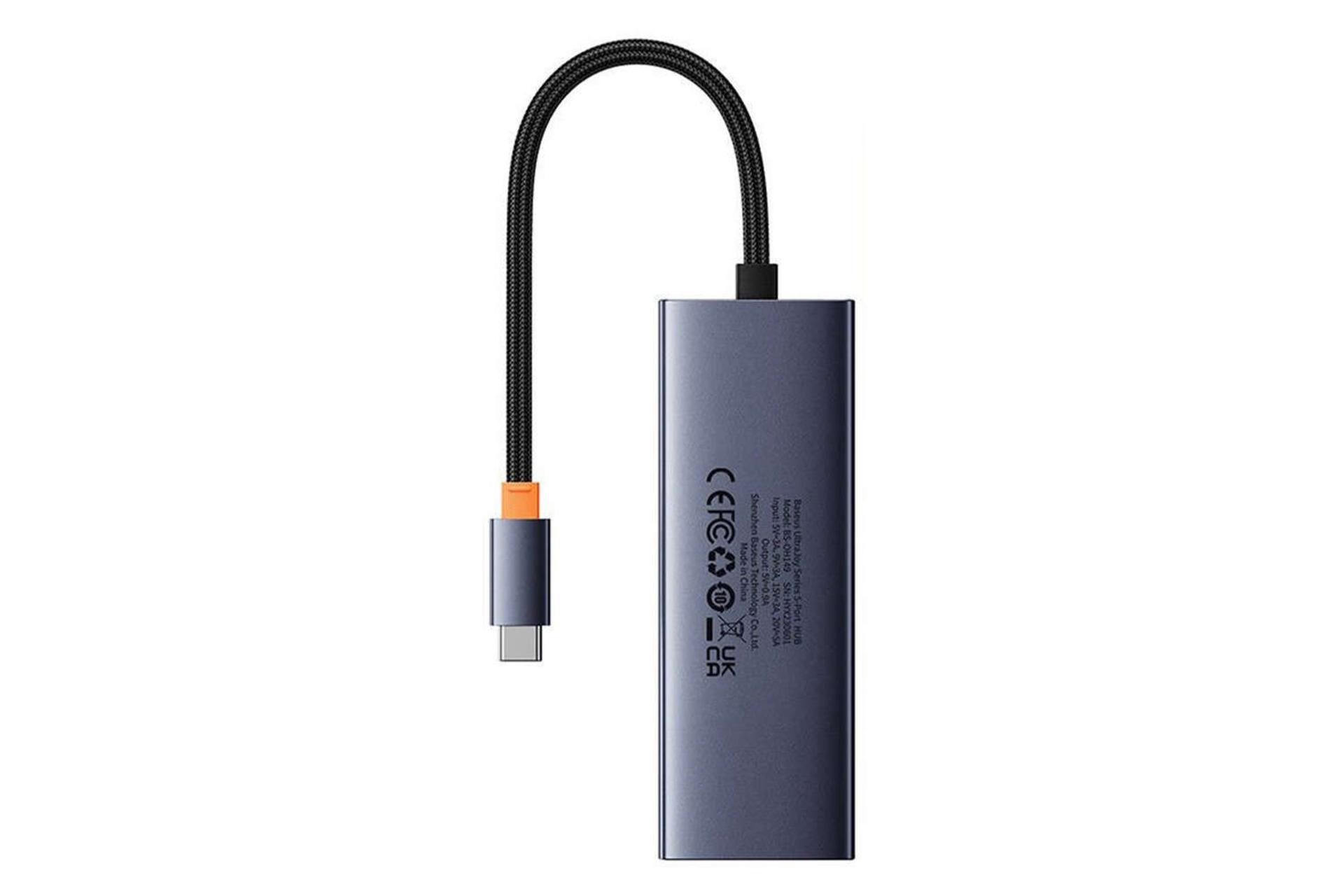 نمای پشت هاب USB-C باسئوس 5 پورت مدل BS-OH149