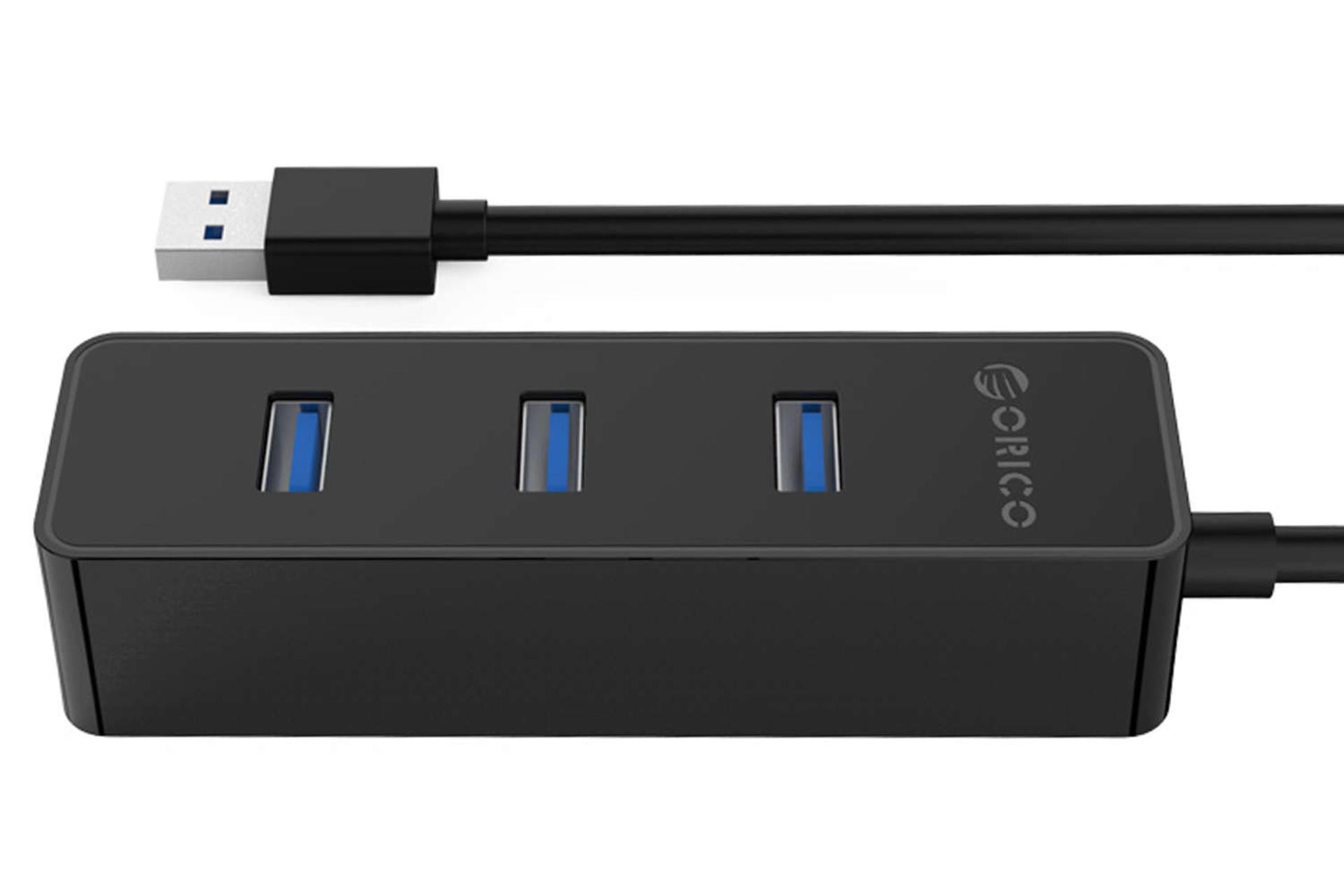 نمای کناری هاب USB-A اوریکو 4 پورت مدل W5PH4-U3-V1 رنگ مشکی