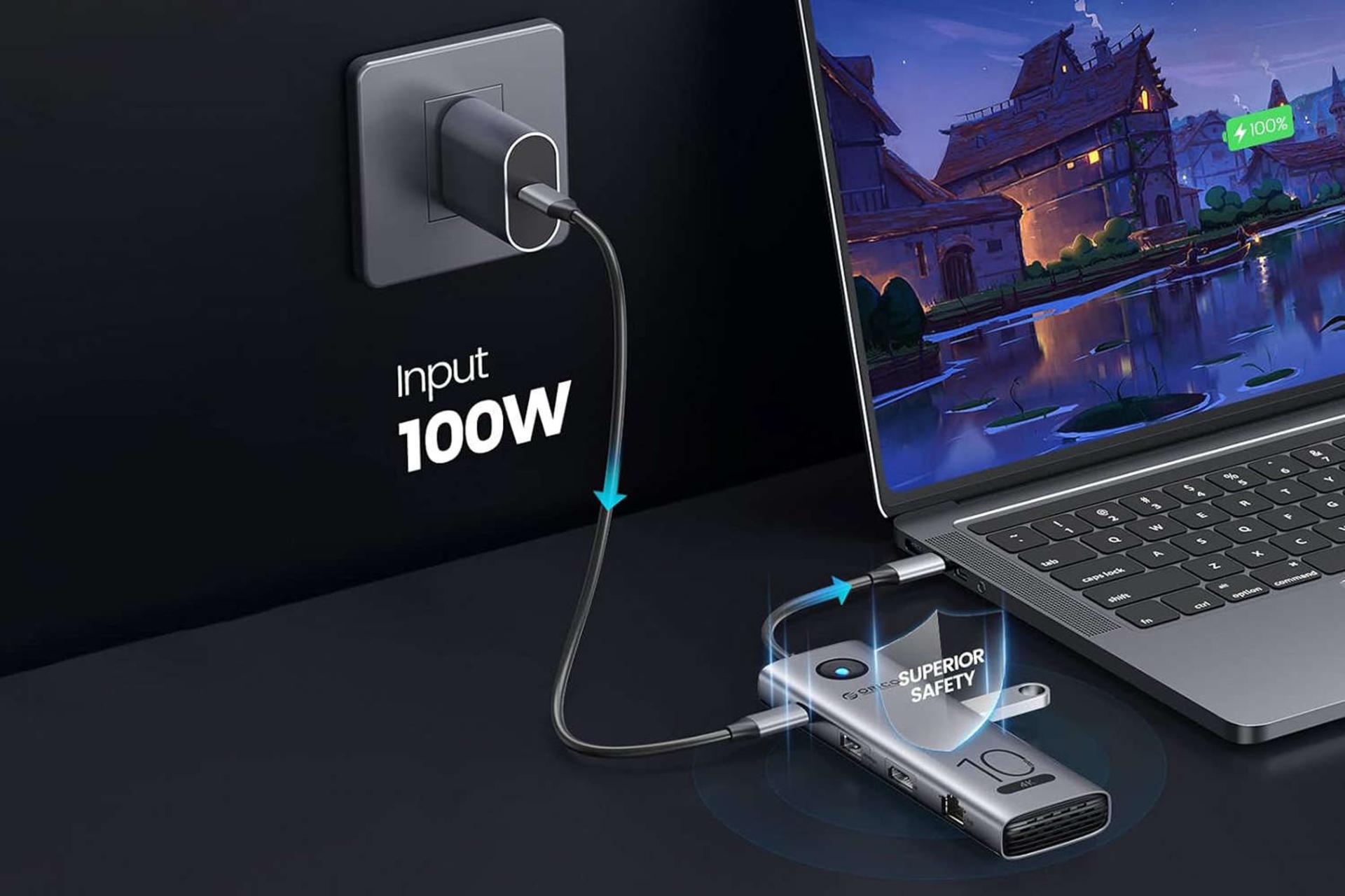 درگاه شارژ و آداپتور هاب USB-C اوریکو 11 پورت مدل CX10-11P