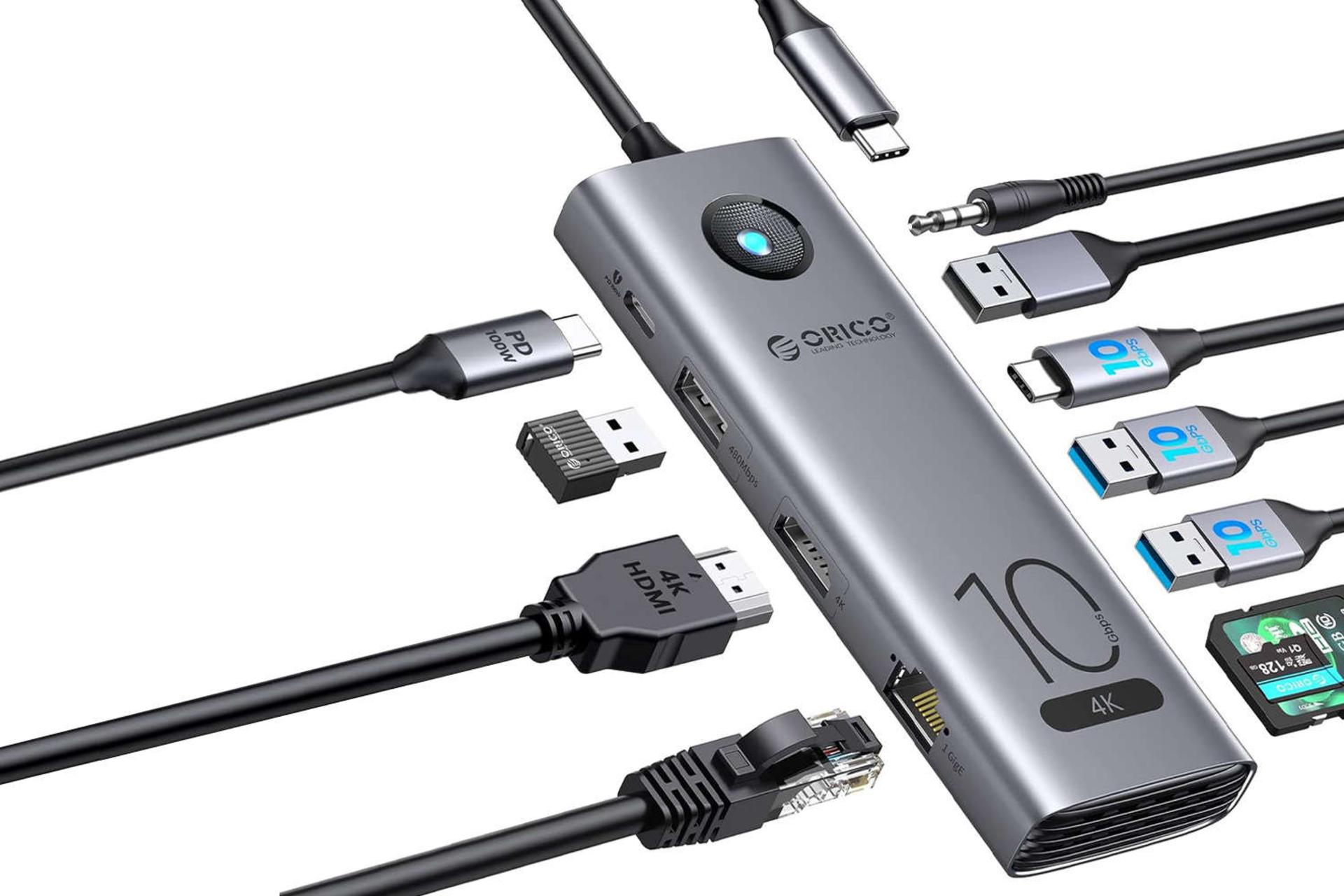 هاب USB-C اوریکو 11 پورت مدل CX10-11P