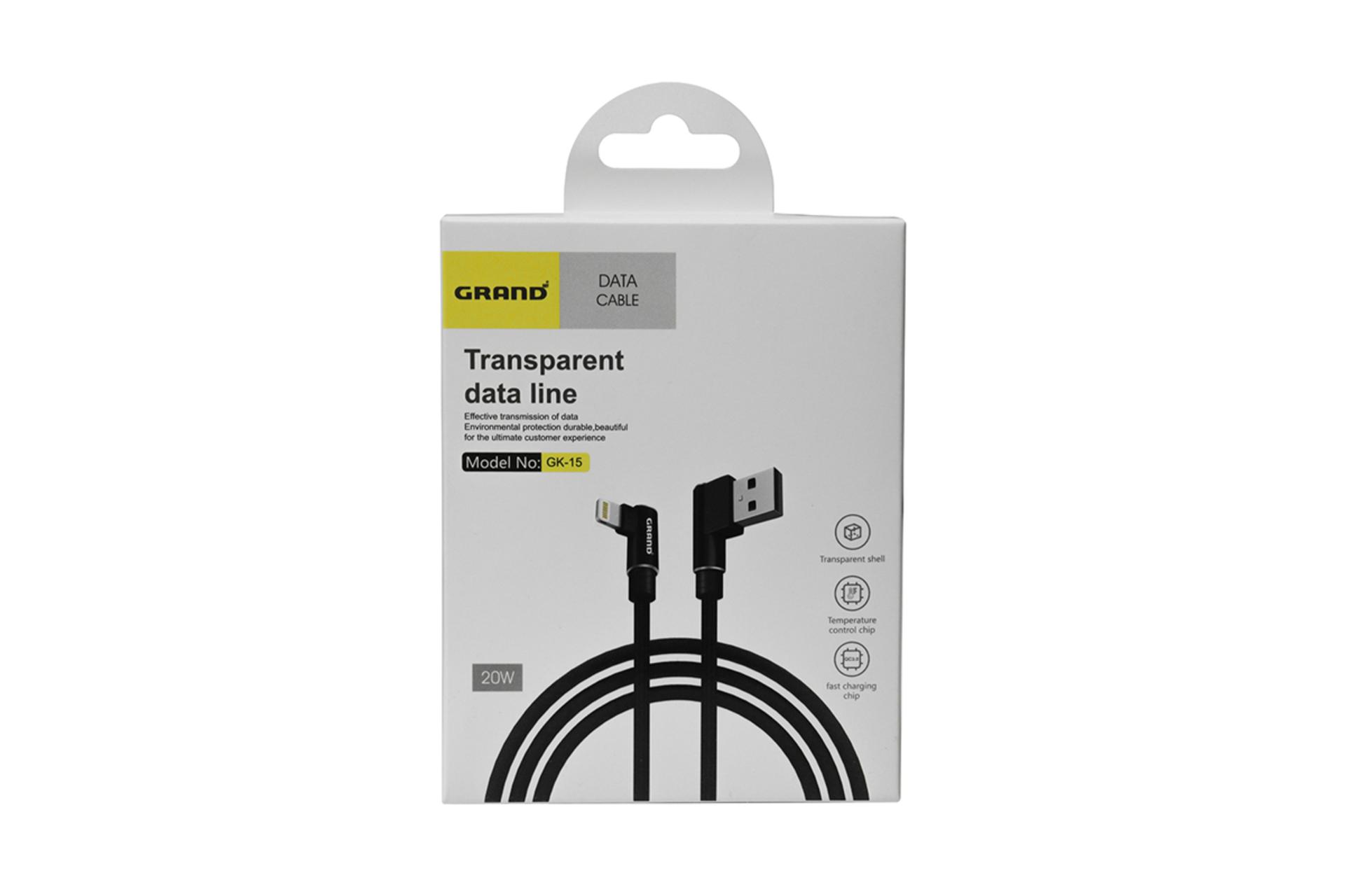 جعبه کابل شارژ USB گرند اسکای Type-A به Lightning مدل GK-15 با طول 1.2 متر