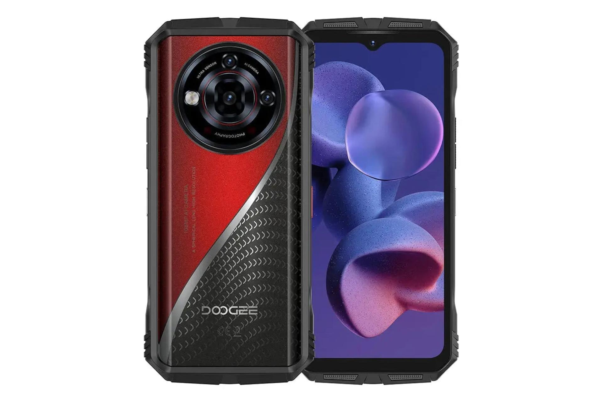 پنل جلو و پشت گوشی موبایل S118 پرو دوجی مشکی و قرمز / Doogee S118 Pro