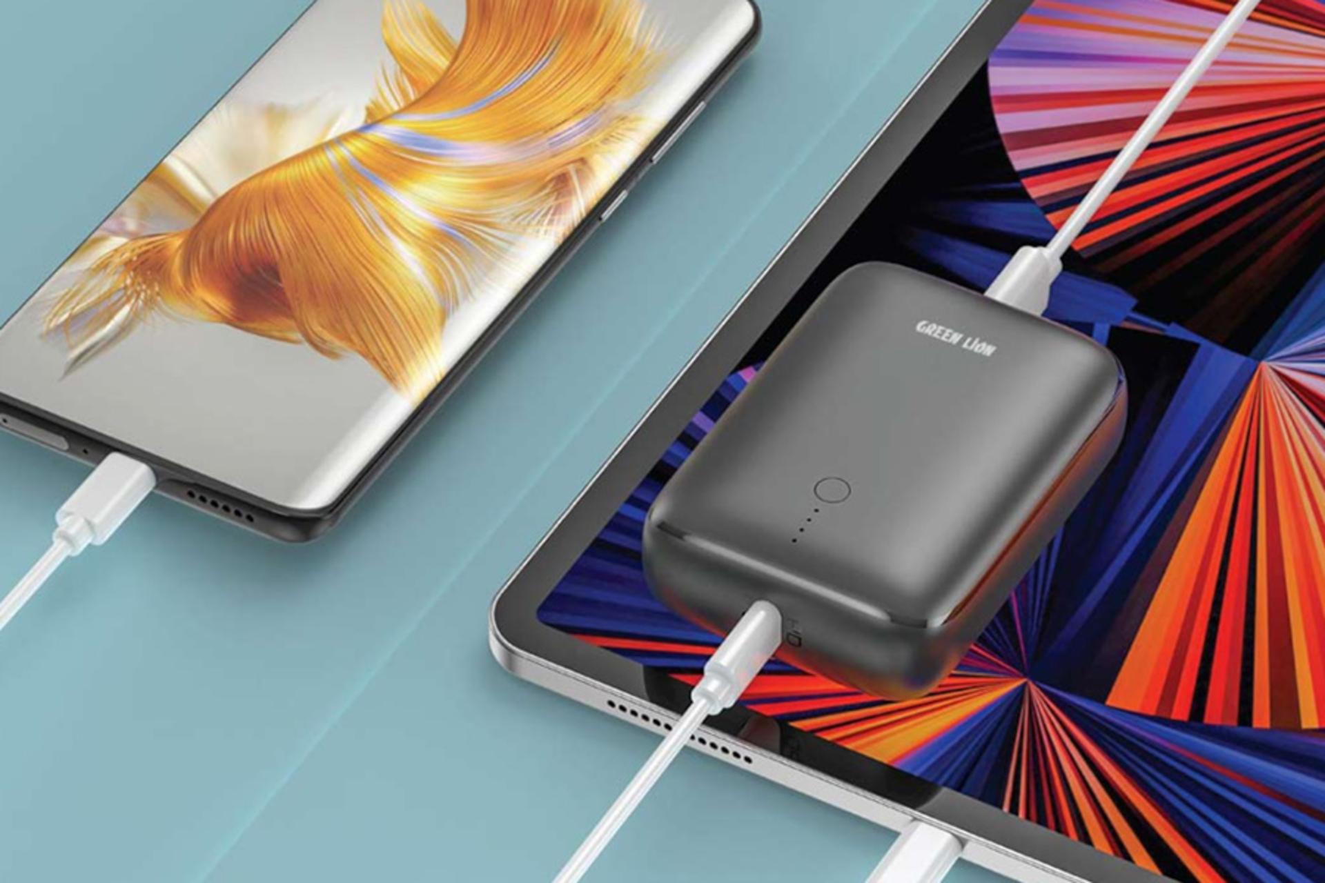 نمای کناری پاور بانک گرین لیون Green Lion PD & QC 10000mAh
