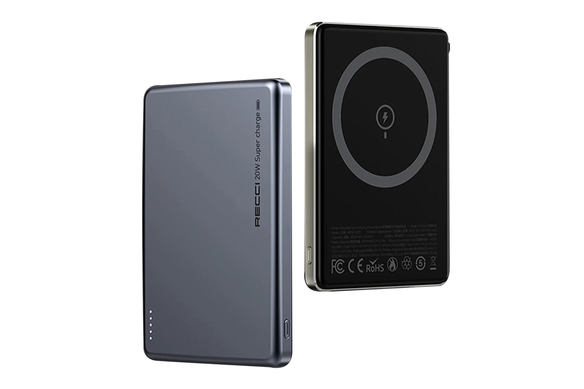 نمای کناری پاور بانک رسی Recci RPB-W26 10000mAh