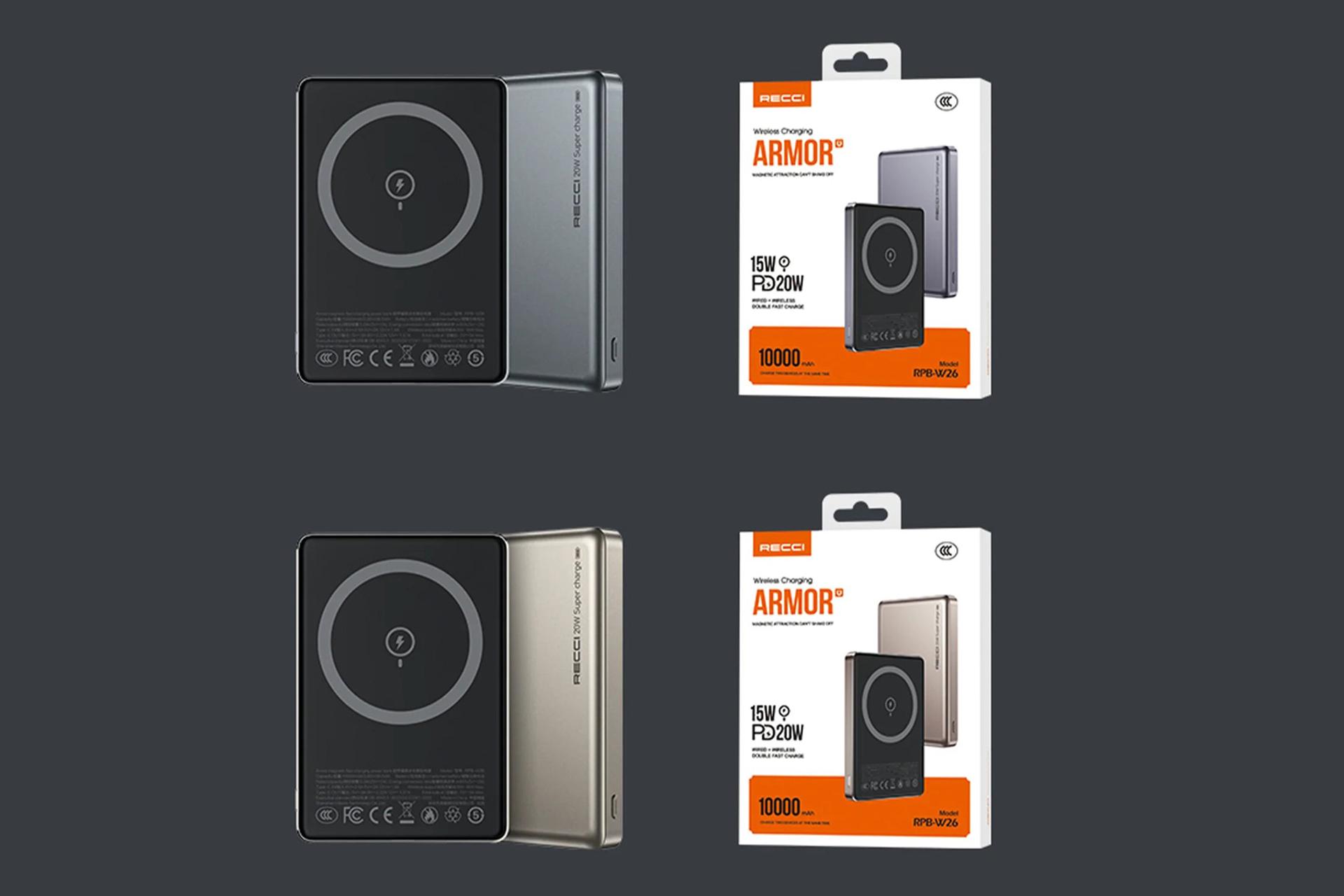 پاور بانک رسی Recci RPB-W26 10000mAh به همراه جعبه