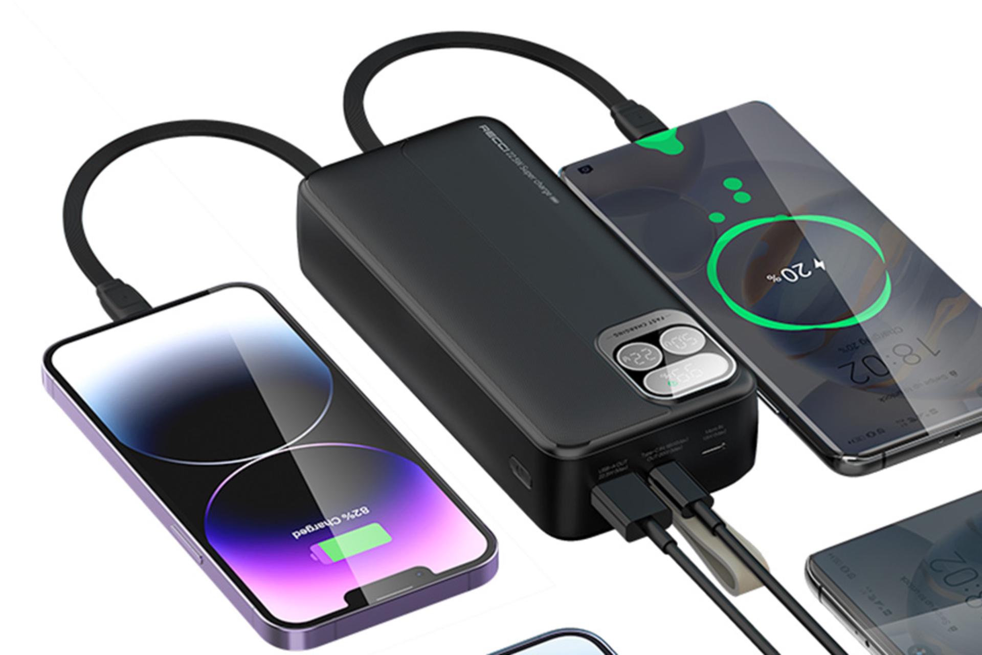 نمای کناری پاور بانک رسی Recci RPB-P38 30000mAh