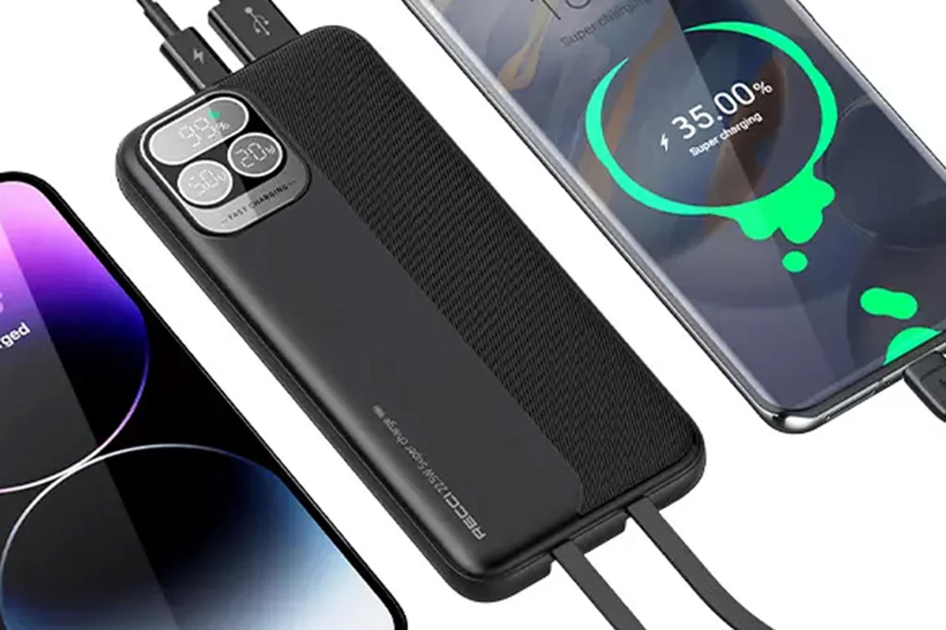 نمای کناری پاور بانک رسی Recci RPB-P36 10000mAh