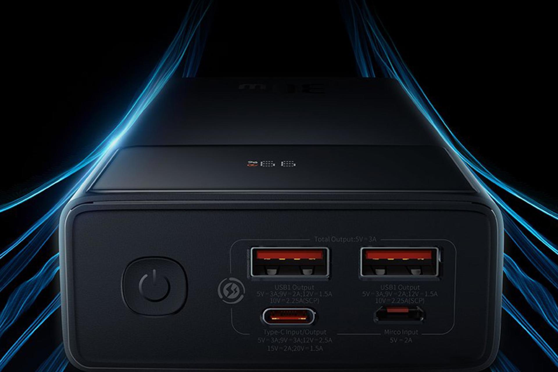 درگاه های پاور بانک باسئوس Baseus Star-Lord Digital Display 20000mAh 30W