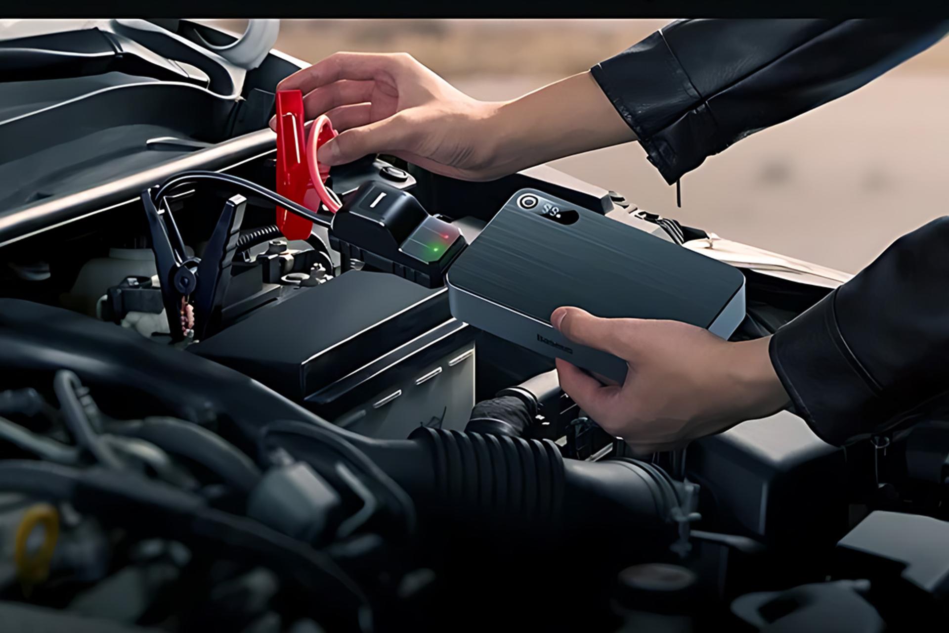 نمای درحال کار پاور بانک باسئوس Baseus Super Energy Pro+ Jump Starter 1200A 12000mAh