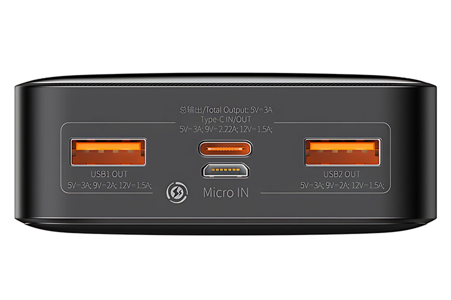 درگاه های پاور بانک باسئوس Baseus PPBD050501 Bipow Digital Display 20000mAh