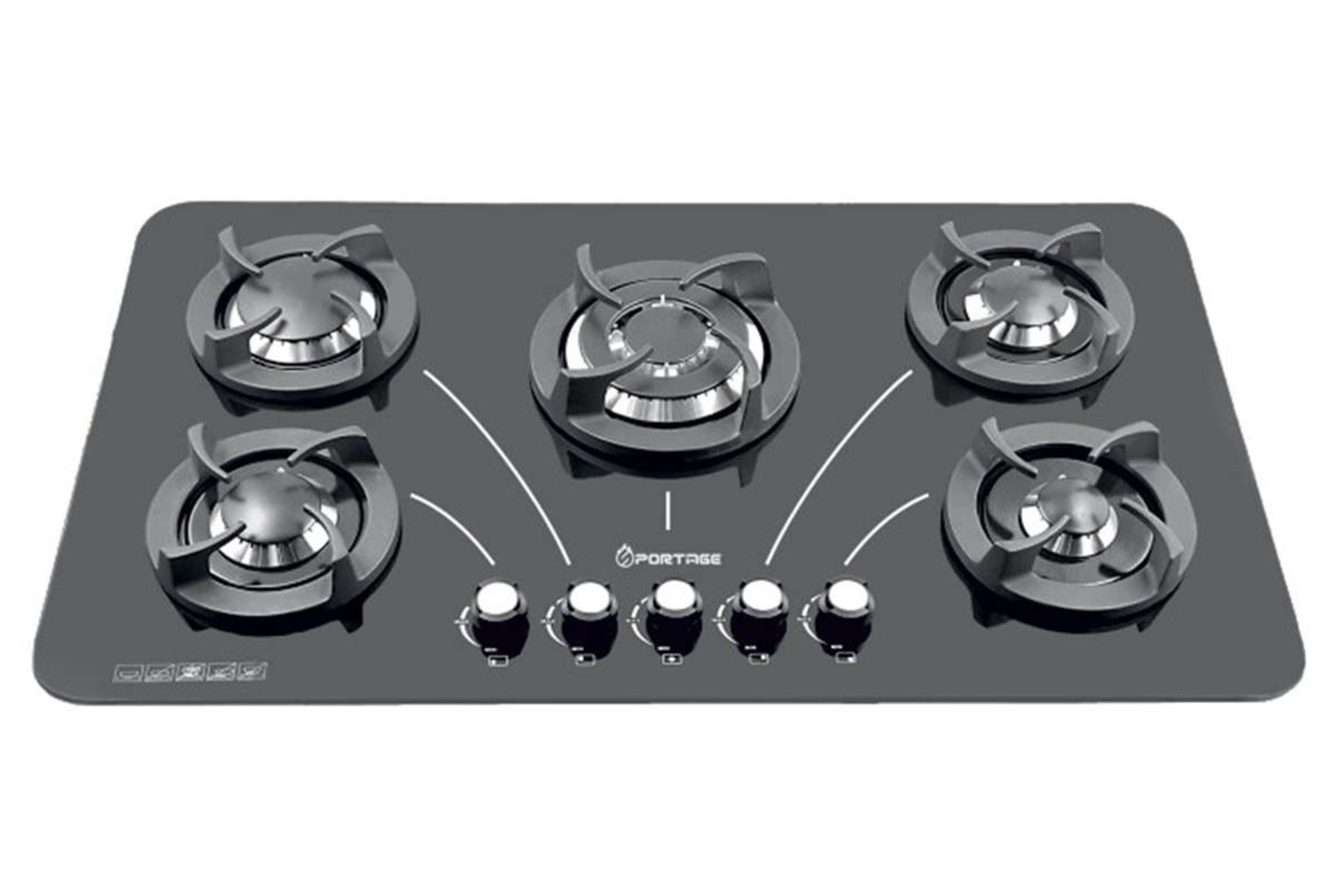 نمای جلوی اجاق گاز صفحه ای اسپرتج G536 رنگ مشکی