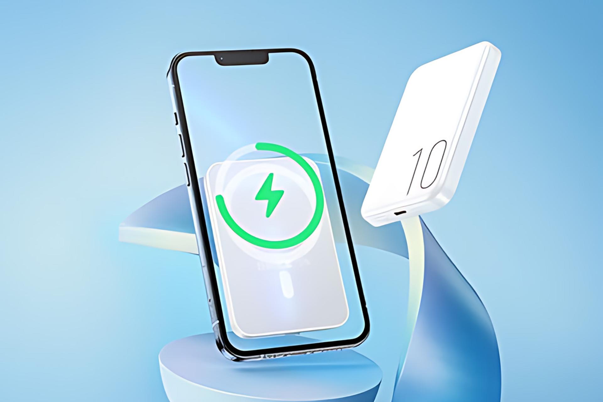 ابعاد پاور بانک ریمکس Remax RPP-65 10000mAh در کنار موبایل