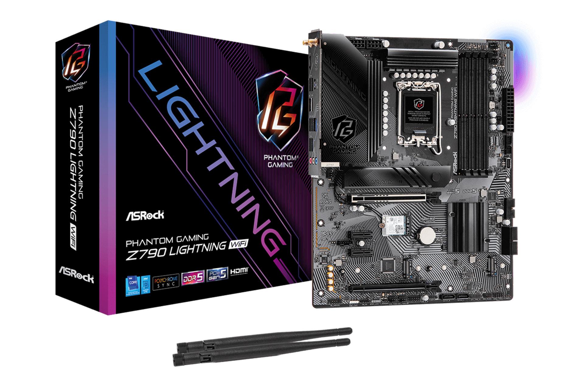 مادربرد ازراک ASRock Z790 Lightning WiFi به همراه آنتن و جعبه