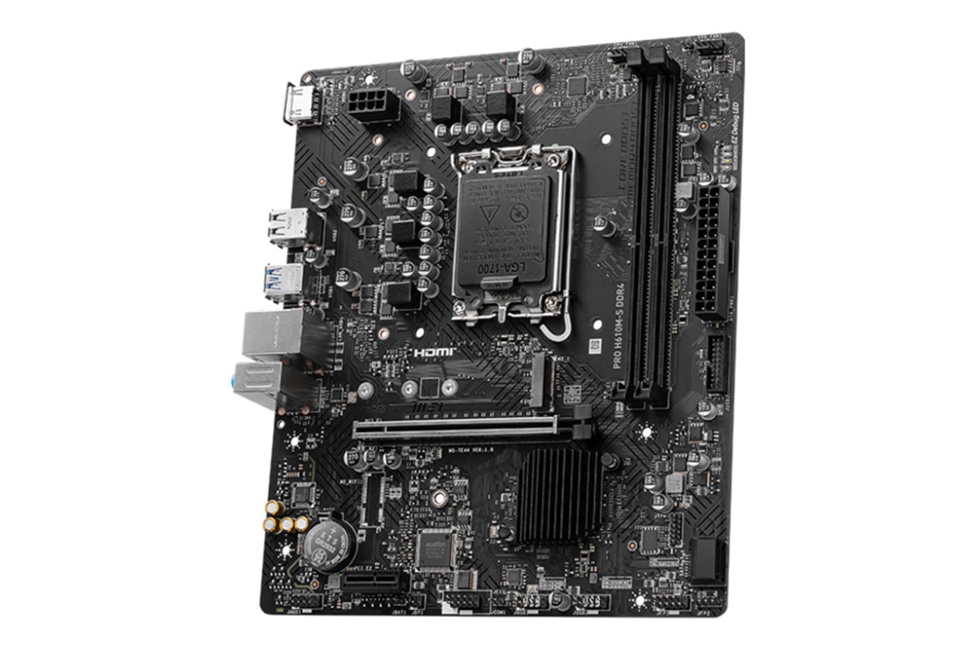 نمای کناری مادربرد ام اس آی MSI PRO H610M-S DDR4