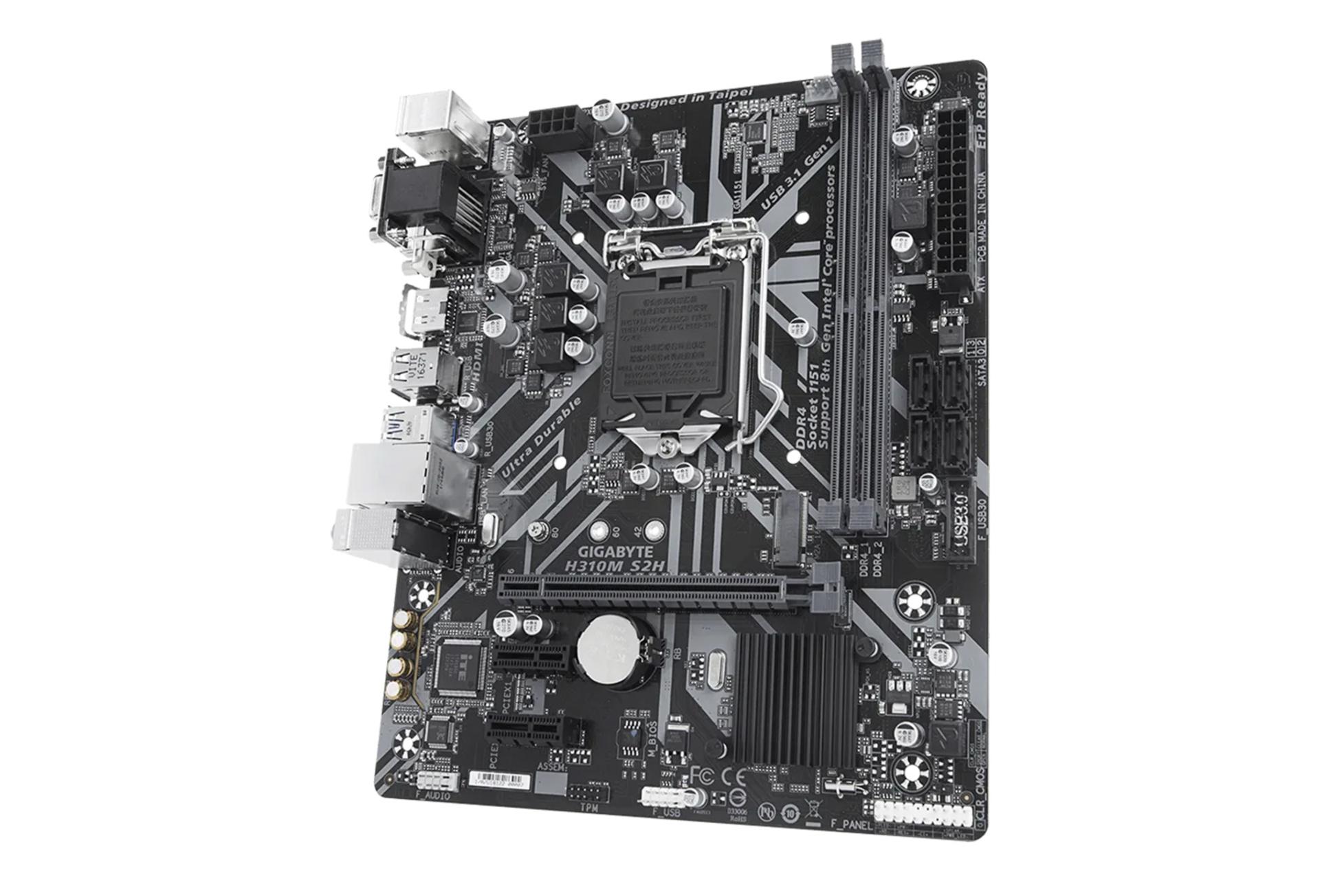 نمای کناری مادربرد گیگابایت GIGABYTE H310M S2H (rev. 1.0)