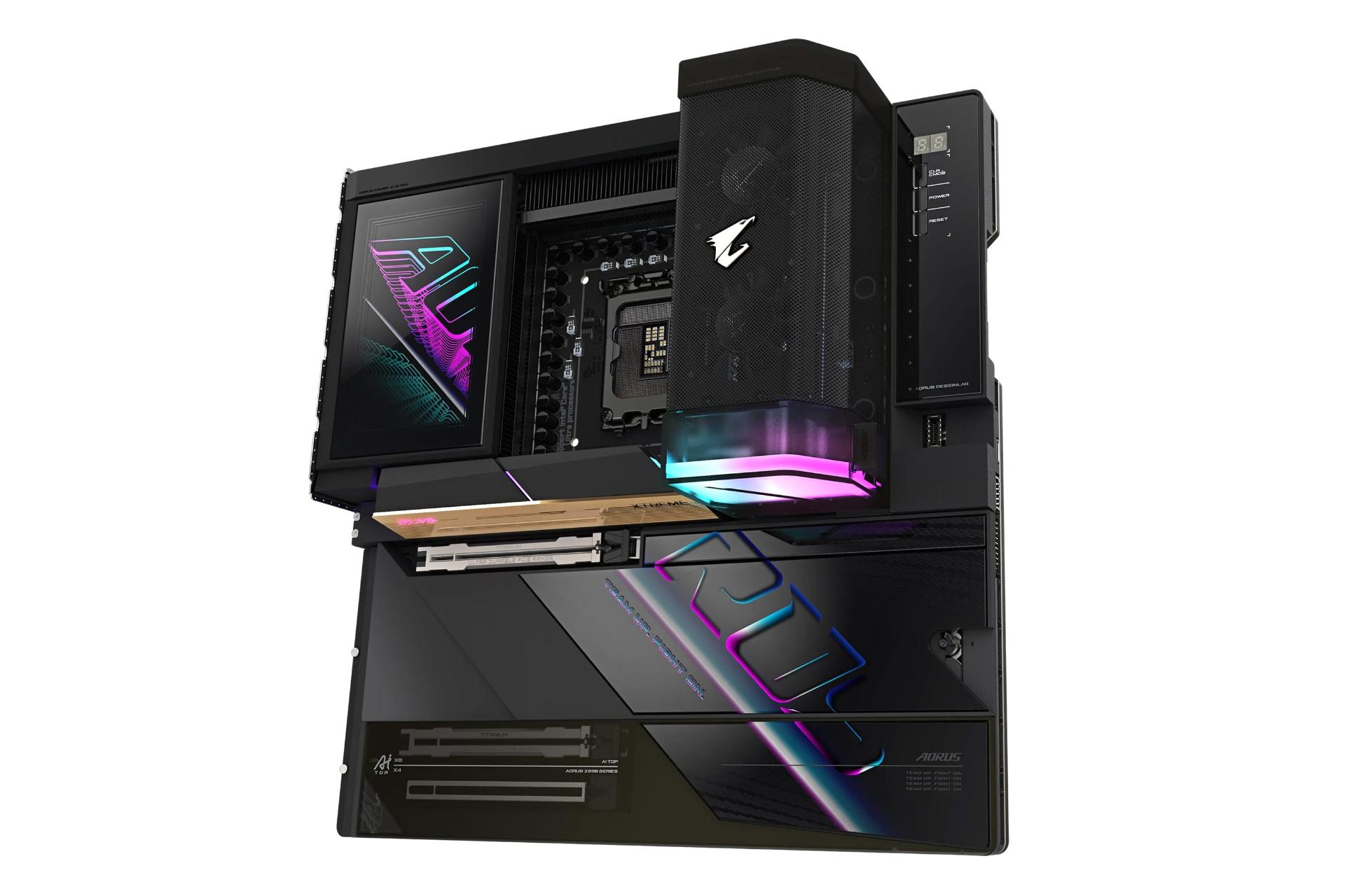نمای کناری مادربرد گیگابایت GIGABYTE Z890 AORUS XTREME AI TOP