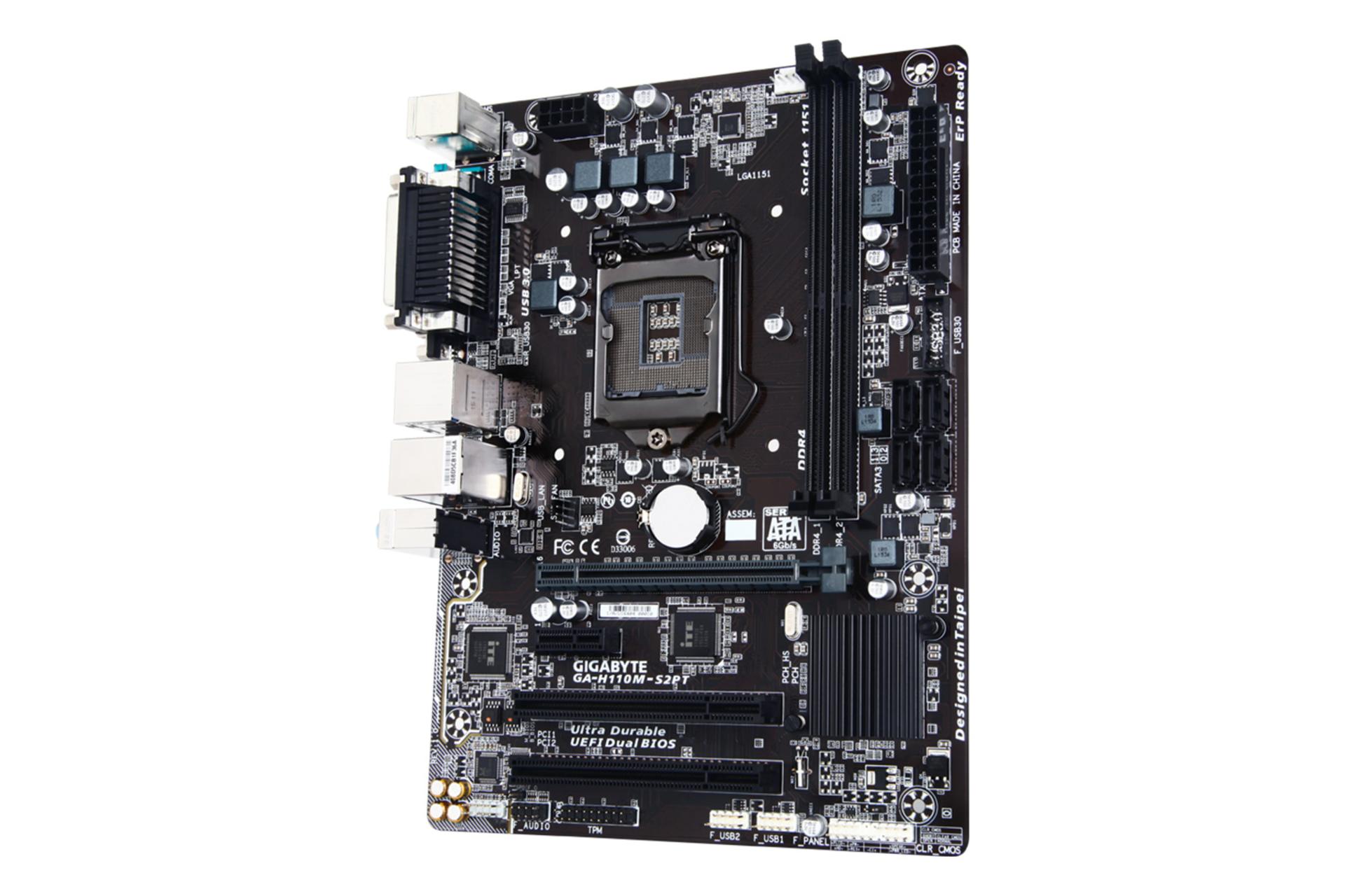 نمای کناری مادربرد گیگابایت GIGABYTE GA-H110M-S2PT (rev. 1.0)
