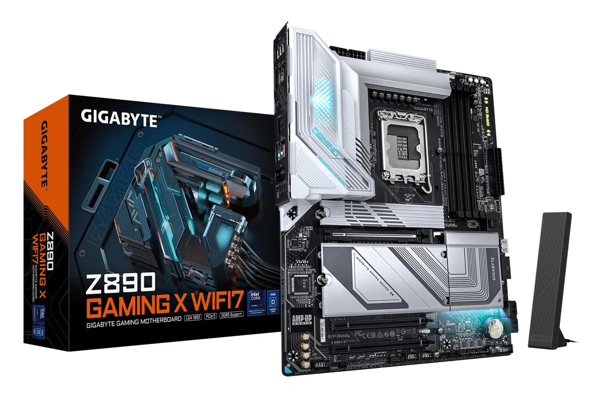 مادربرد گیگابایت GIGABYTE Z890 GAMING X WIFI7 به همراه آنتن وای فای و جعبه