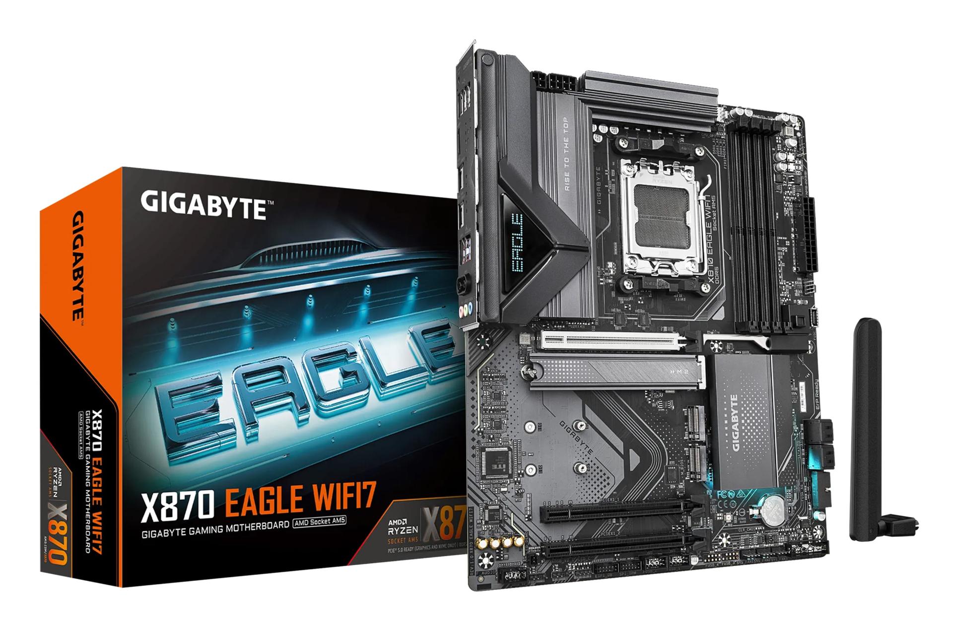 مادربرد گیگابایت GIGABYTE X870 EAGLE WIFI7 به همراه آنتن وای فای و جعبه