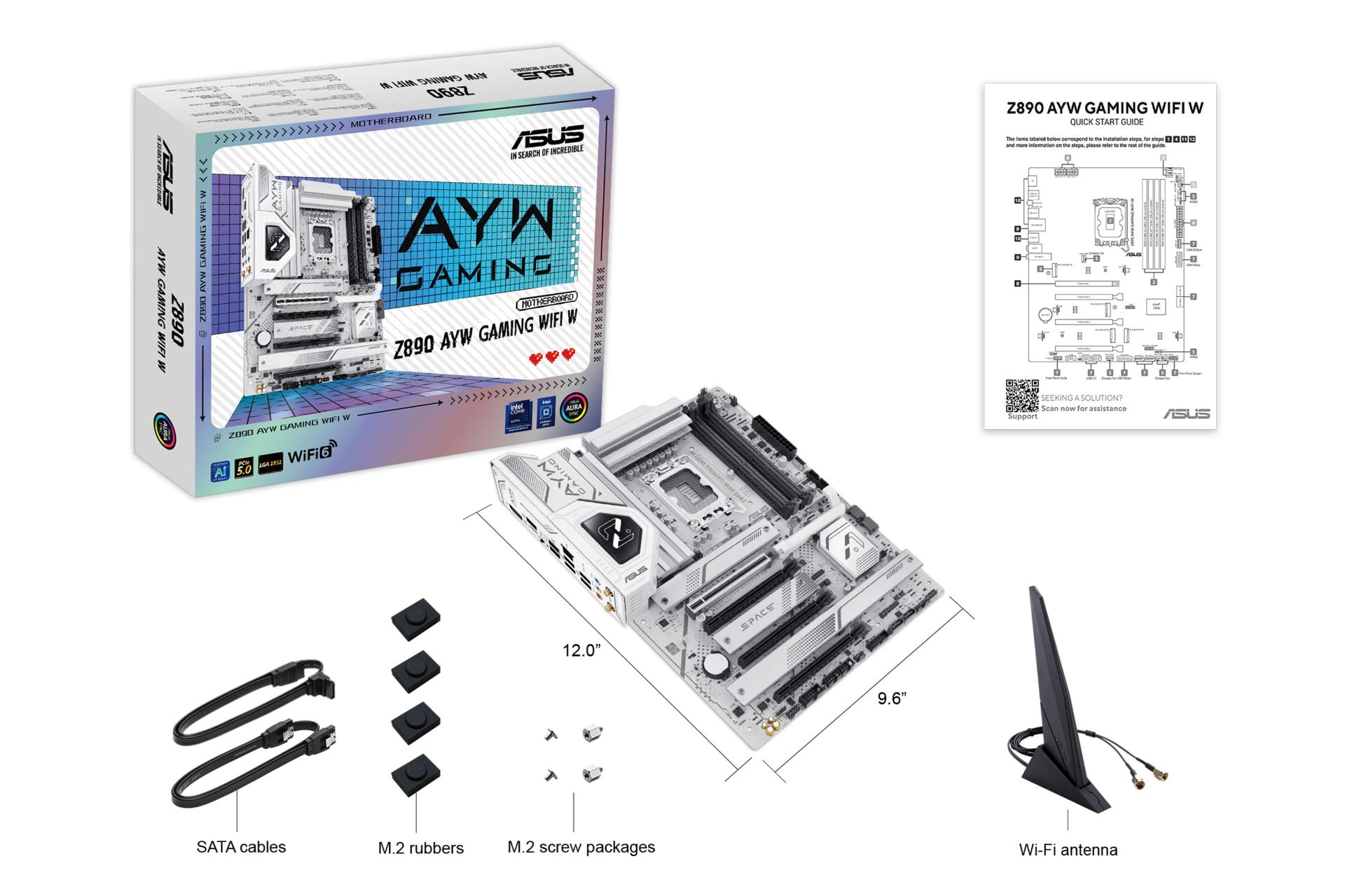 مادربرد ایسوس ASUS Z890 AYW GAMING WIFI W با جعبه و اقلام همراه