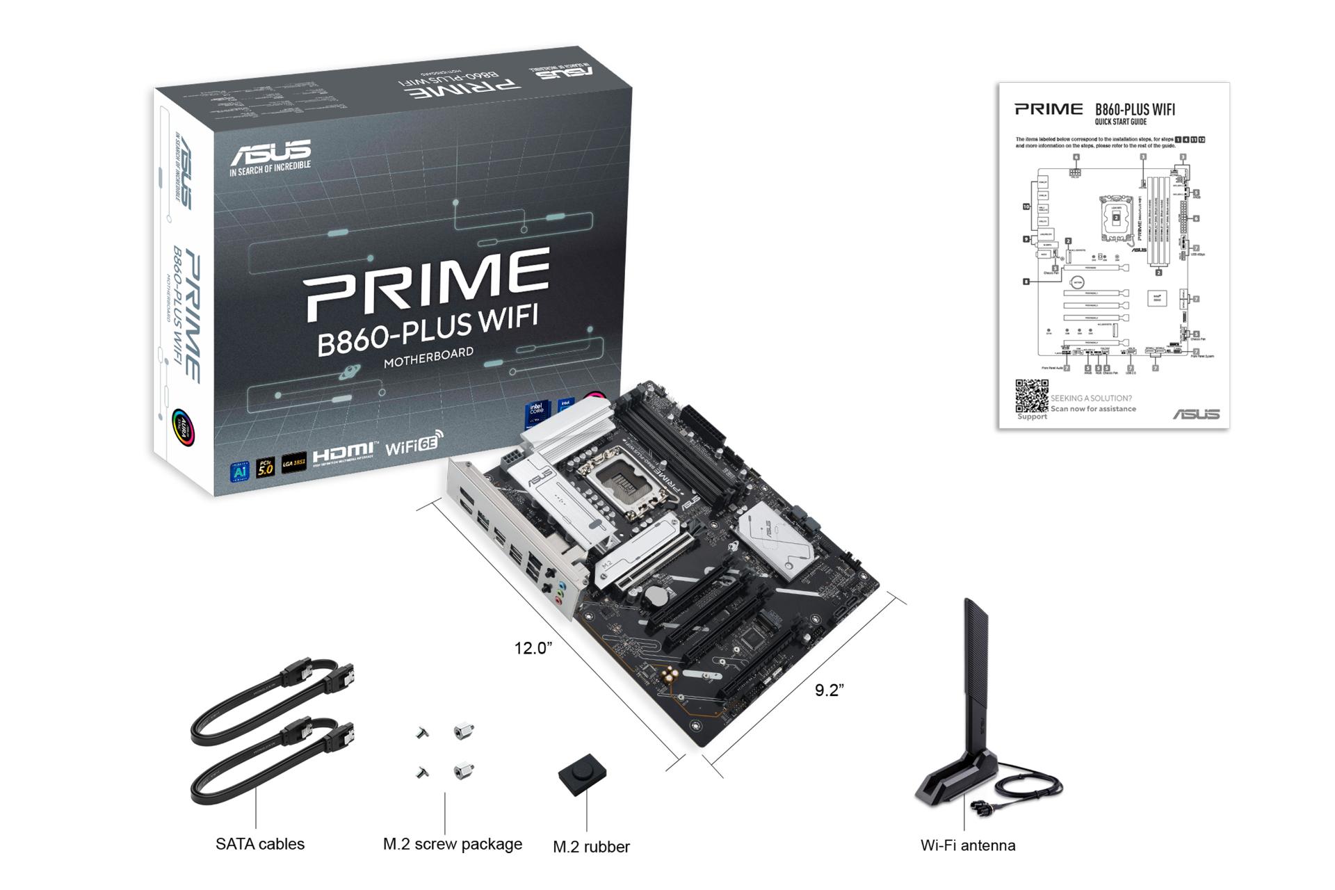 مادربرد ایسوس ASUS PRIME B860-PLUS WIFI با جعبه و اقلام همراه