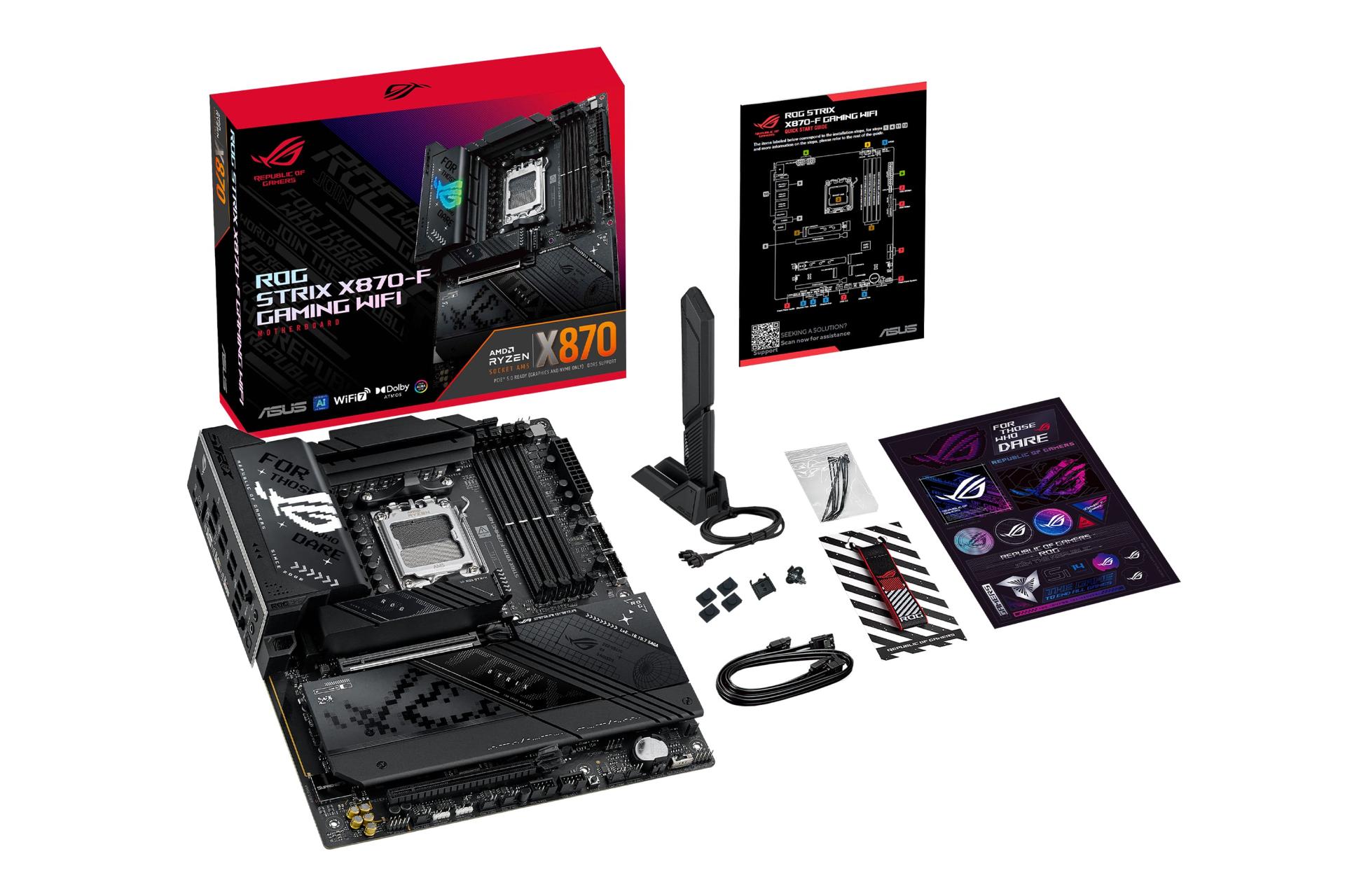 مادربرد ایسوس ASUS ROG STRIX X870-F GAMING WIFI با جعبه و اقلام همراه