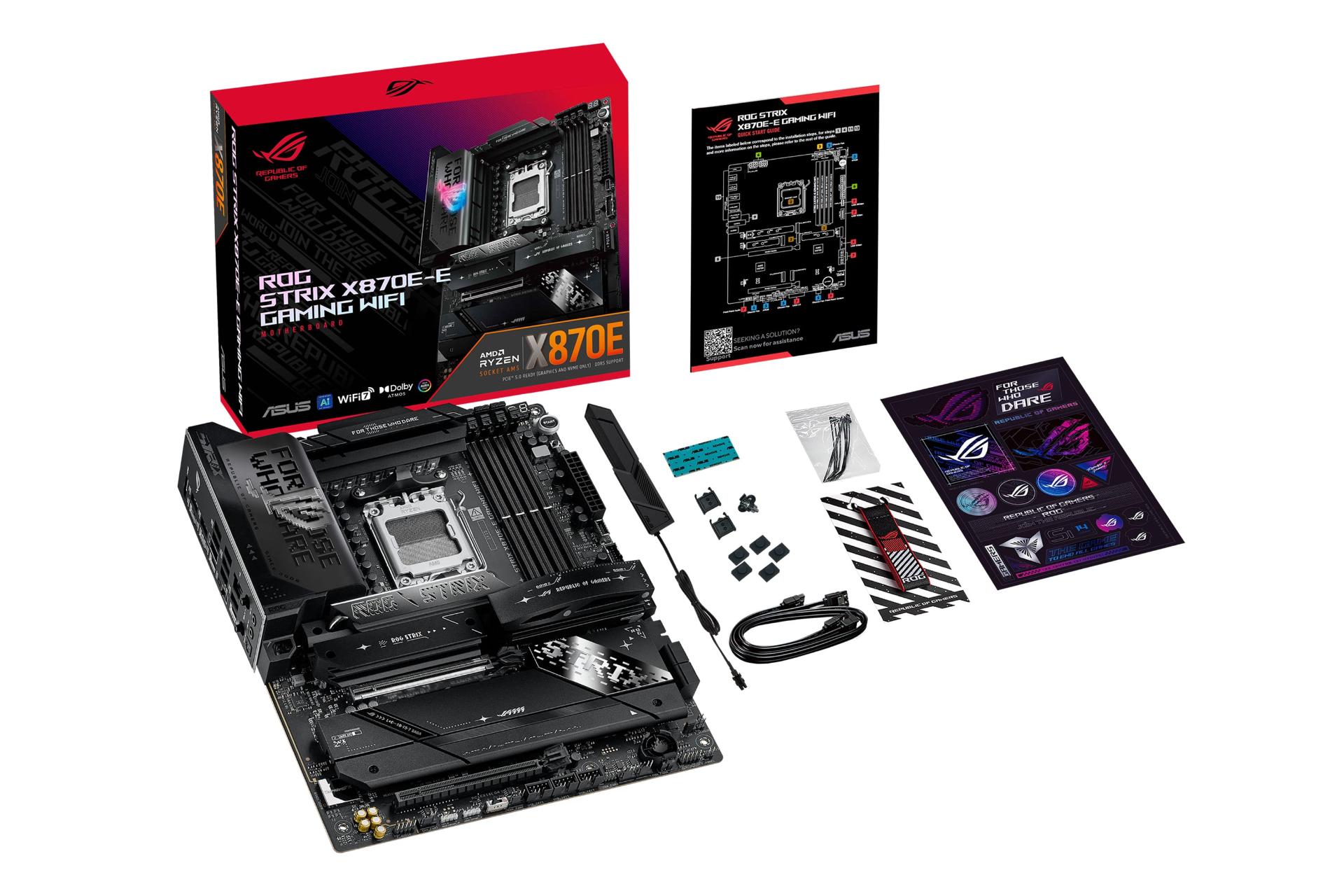 مادربرد ایسوس ASUS ROG STRIX X870E-E GAMING WIFI با جعبه و اقلام همراه