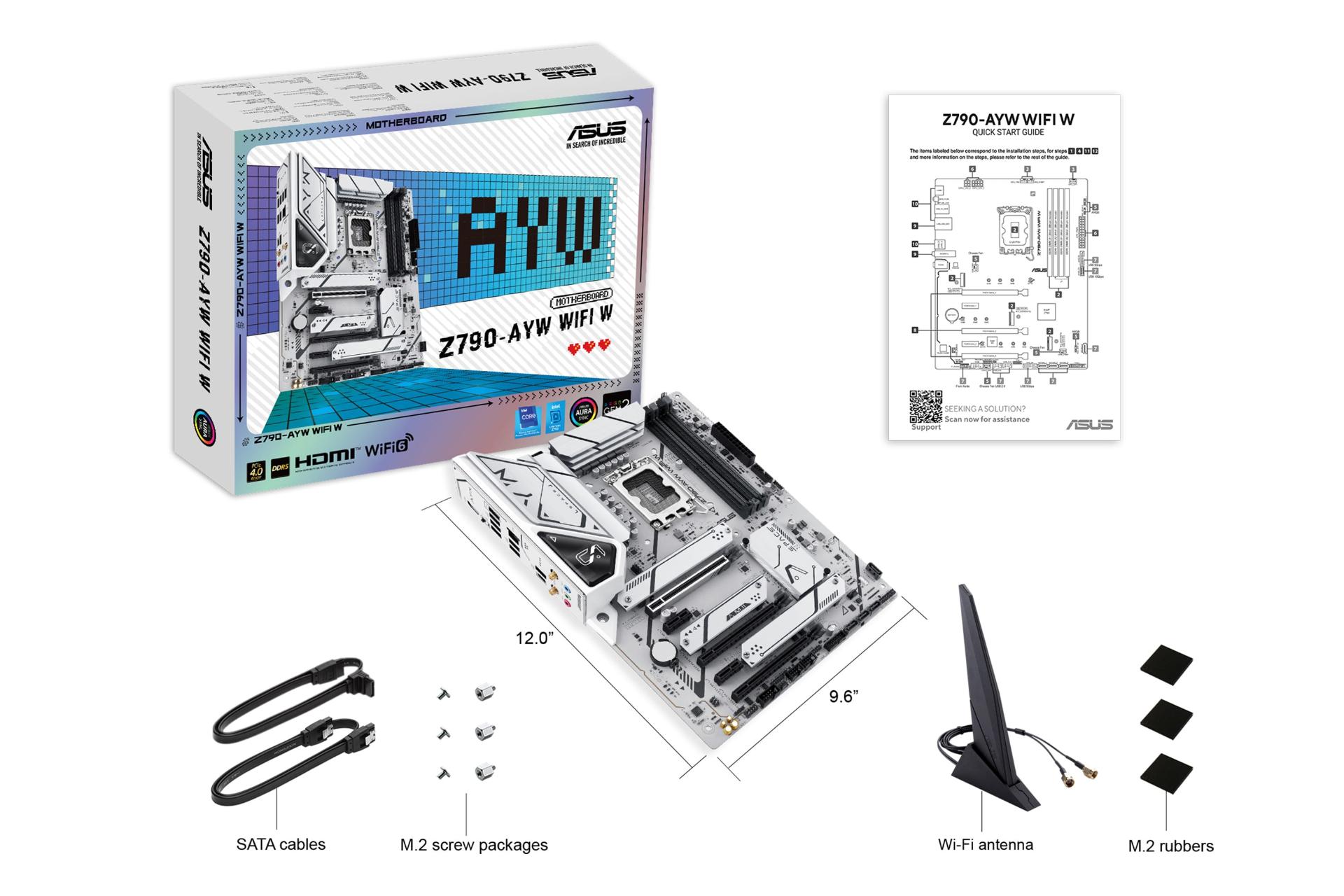 مادربرد ایسوس ASUS Z790-AYW WIFI W به همراه جعبه و اقلام همراه