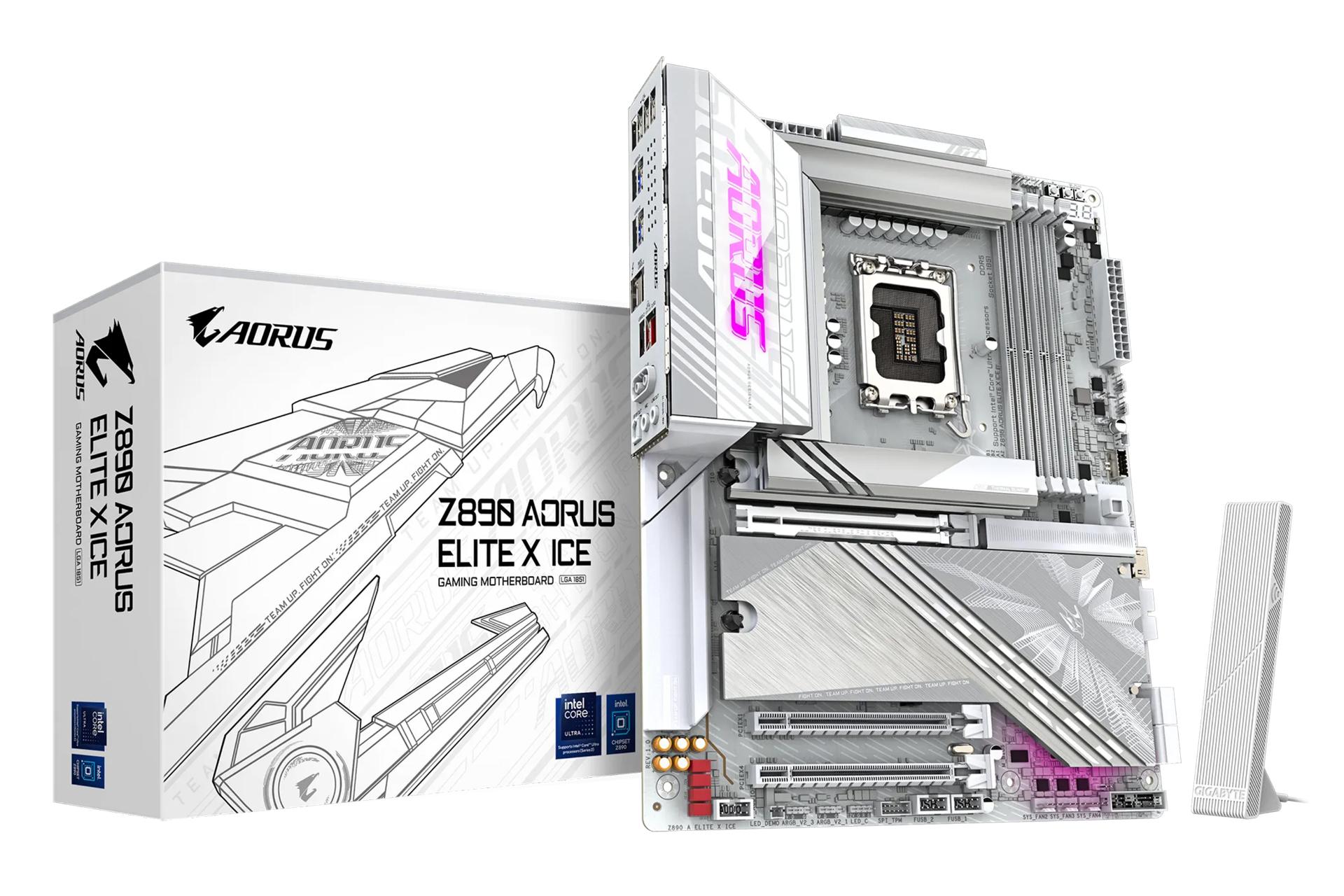 مادربرد گیگابایت GIGABYTE Z890 AORUS ELITE X ICE به همراه آنتن وای فای و جعبه