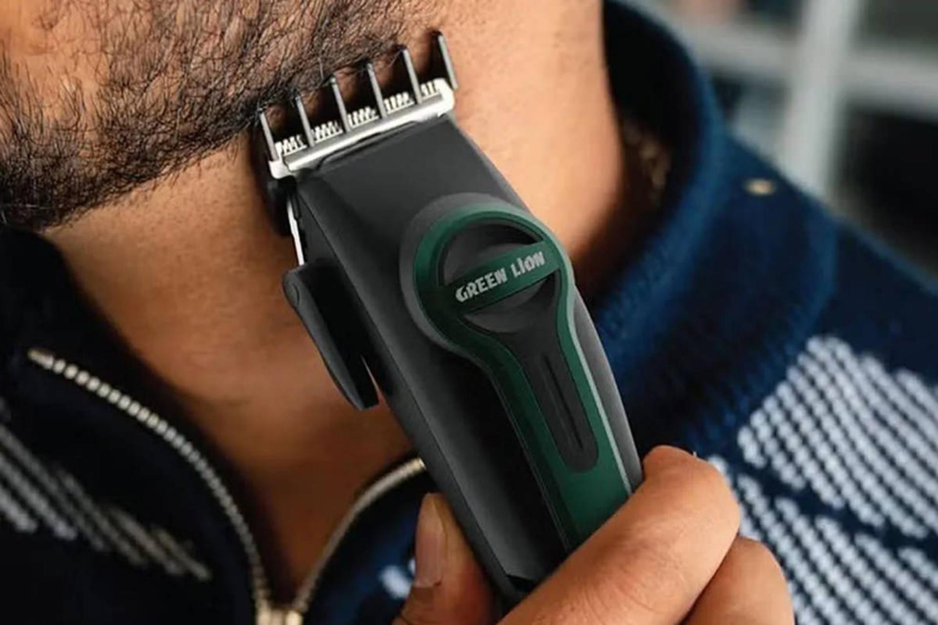 ماشین اصلاح و ریش تراش گرین لیون Green Lion Professional Hair Clipper در حال اصلاح صورت