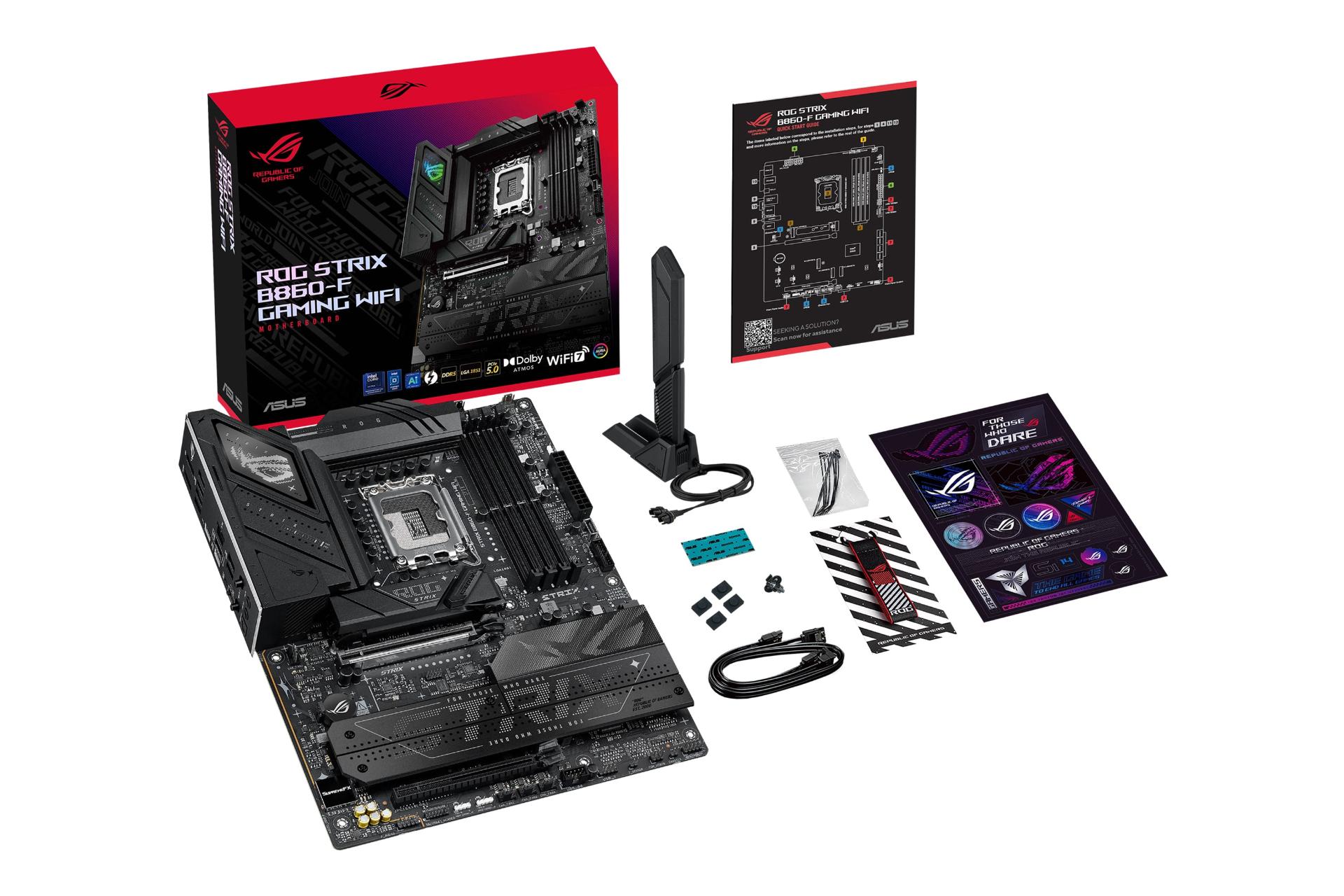 مادربرد ایسوس ASUS ROG STRIX B860-F GAMING WIFI با جعبه و اقلام همراه