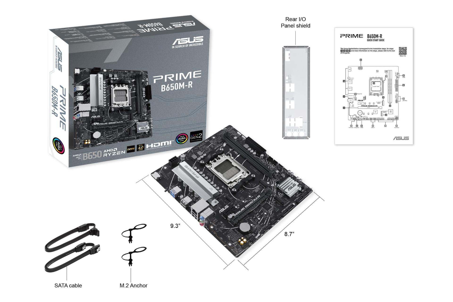 مادربرد ایسوس ASUS PRIME B650M-R با جعبه و اقلام همراه