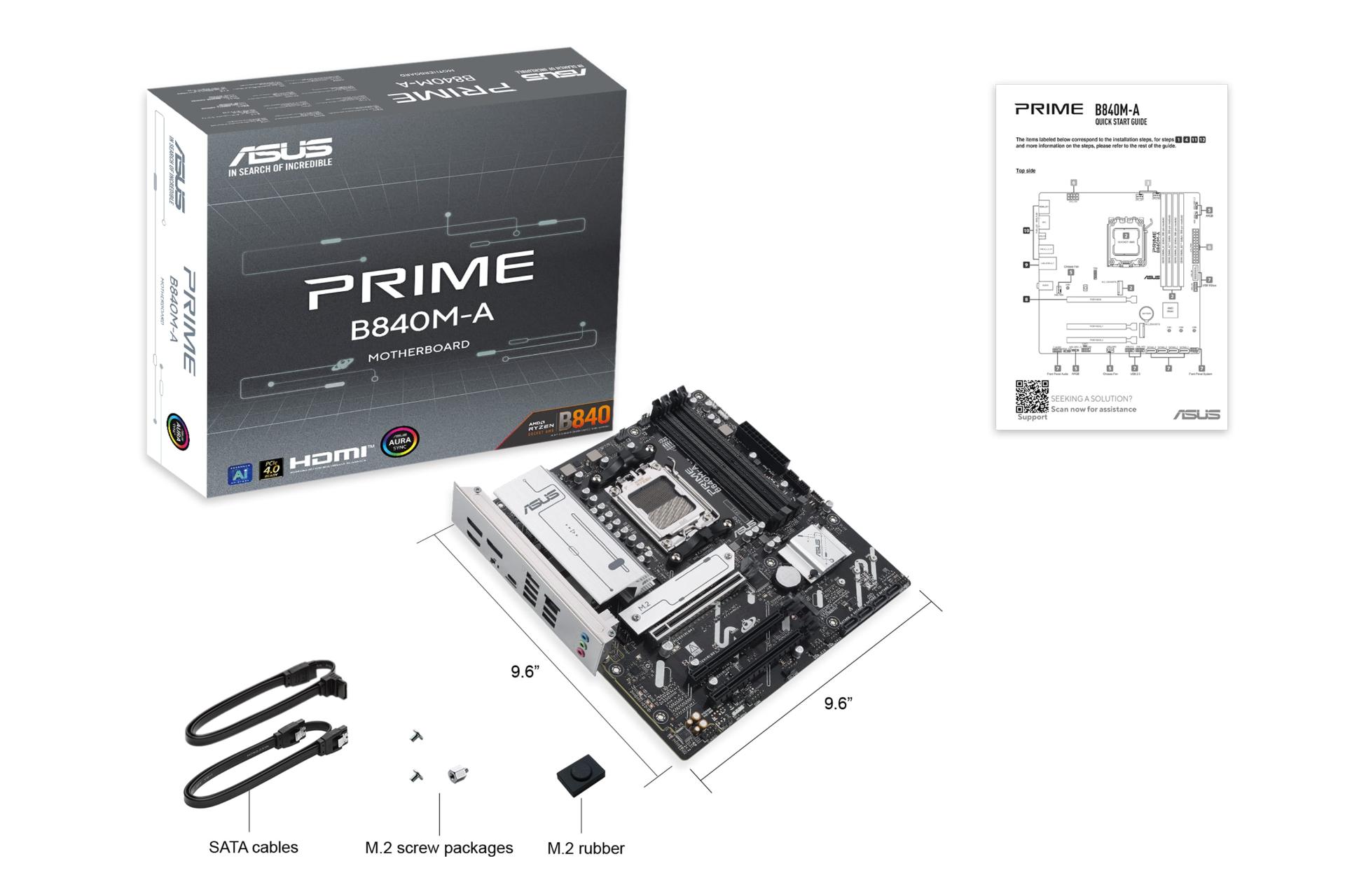 مادربرد ایسوس ASUS PRIME B840M-A با جعبه و اقلام همراه