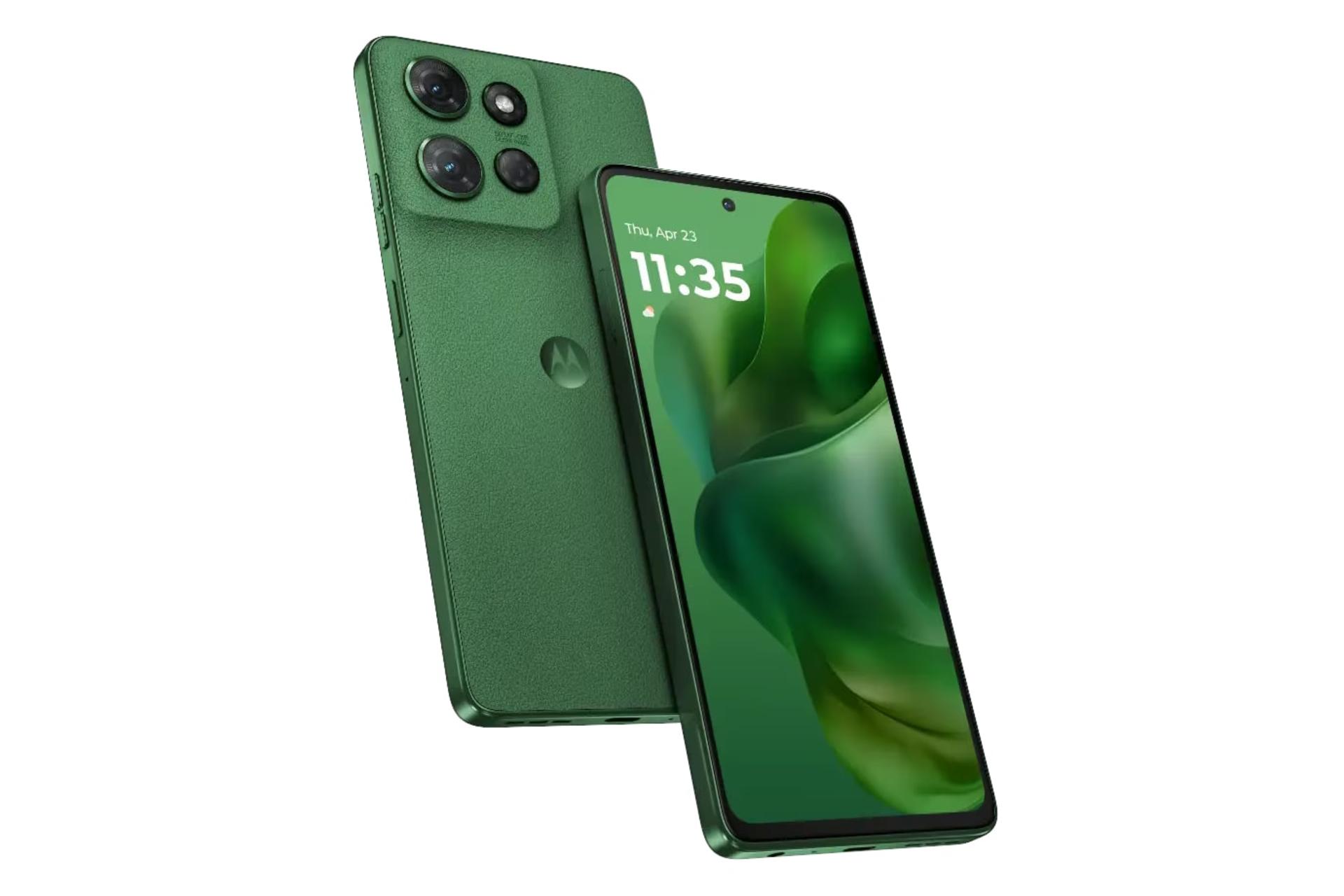 نمای کناری گوشی موبایل موتو G پاور موتورولا نسخه 2025 سبز / Motorola Moto G Power 2025