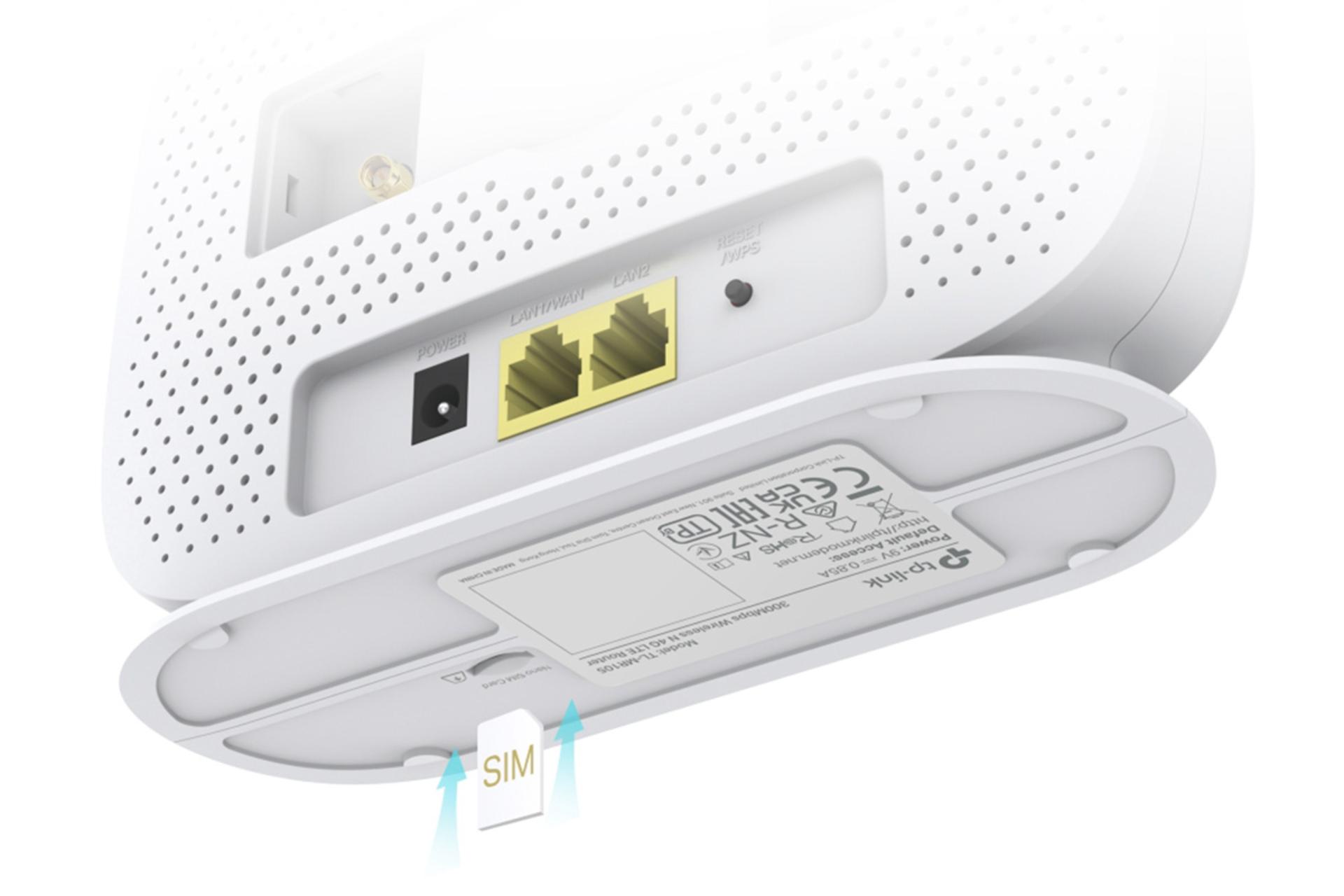نمای پایین مودم و روتر سیم‌ کارتی تی پی لینک TP-Link TL-MR105