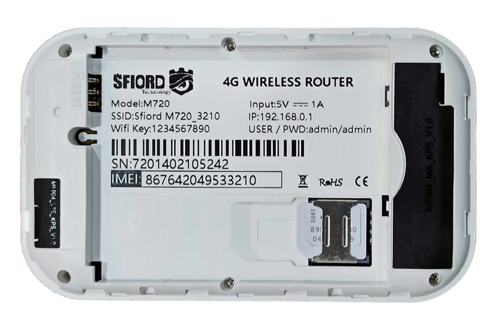 نمای پشتی مودم و روتر سیم‌ کارتی اسفیورد Sfiord M720