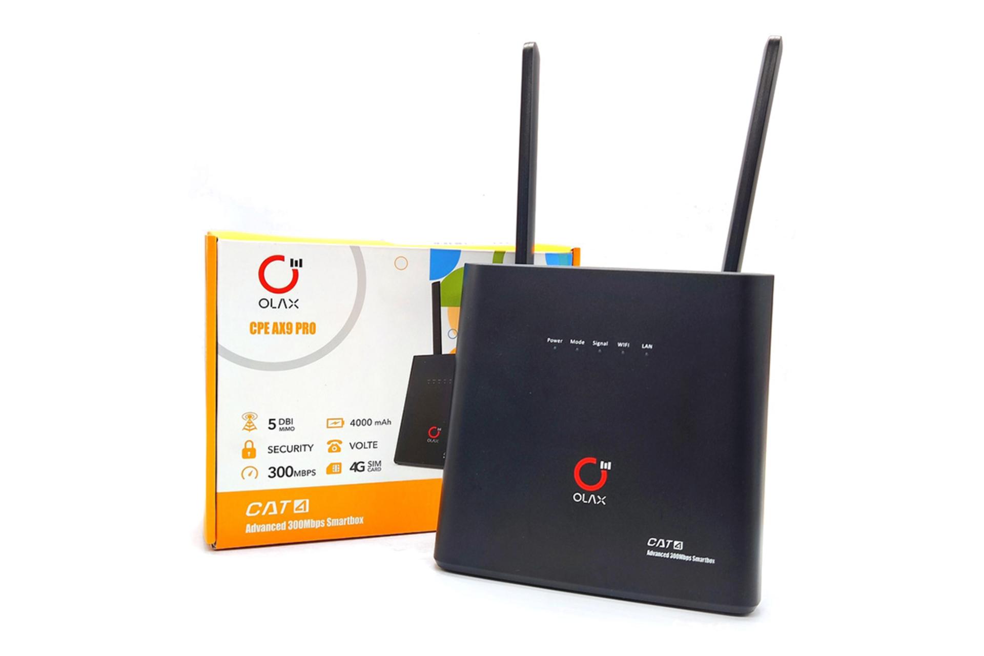 مودم و روتر سیم‌ کارتی اولاکس Olax AX9 PRO به همراه جعبه